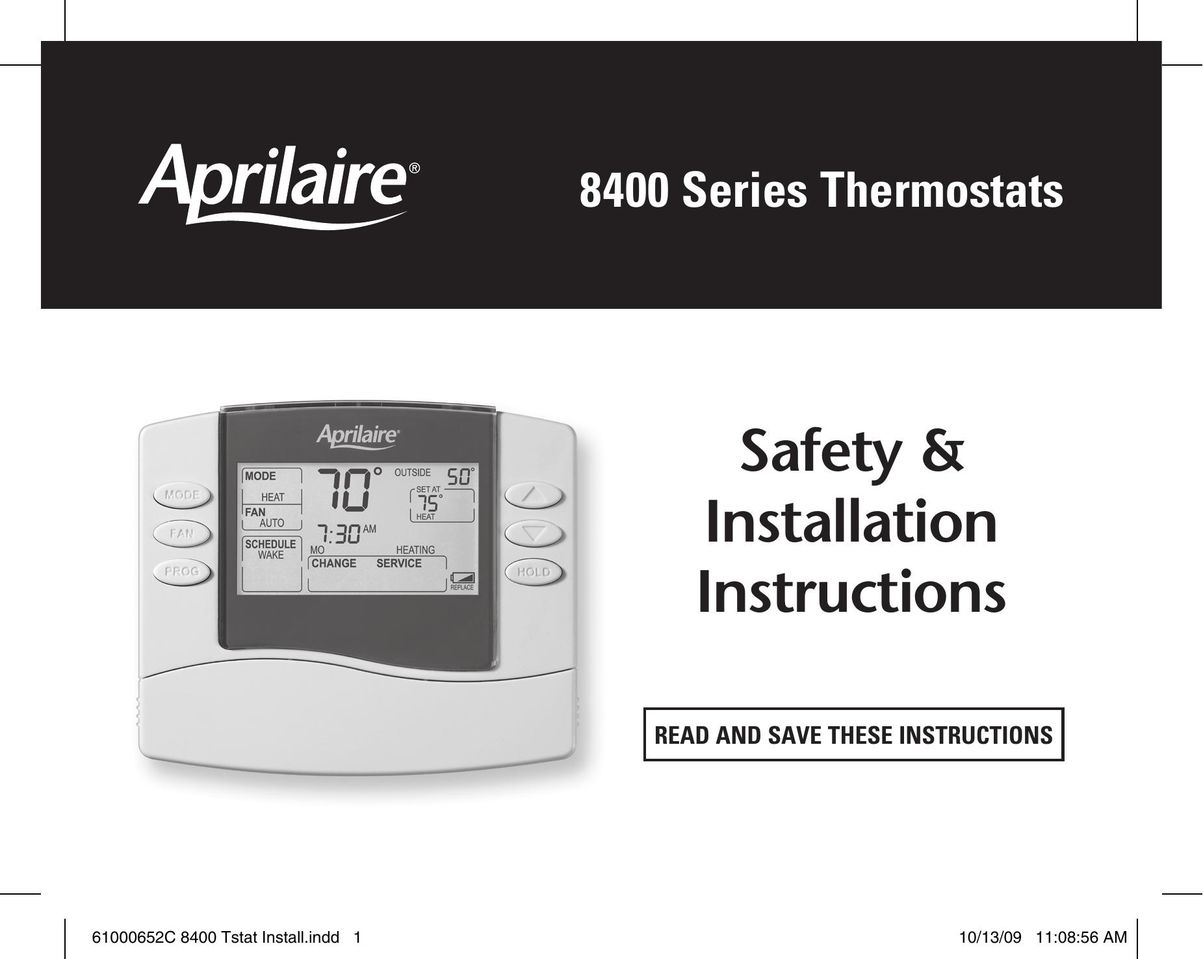 Aprilaire 61000652C 8400 Tstat Thermostat User Manual