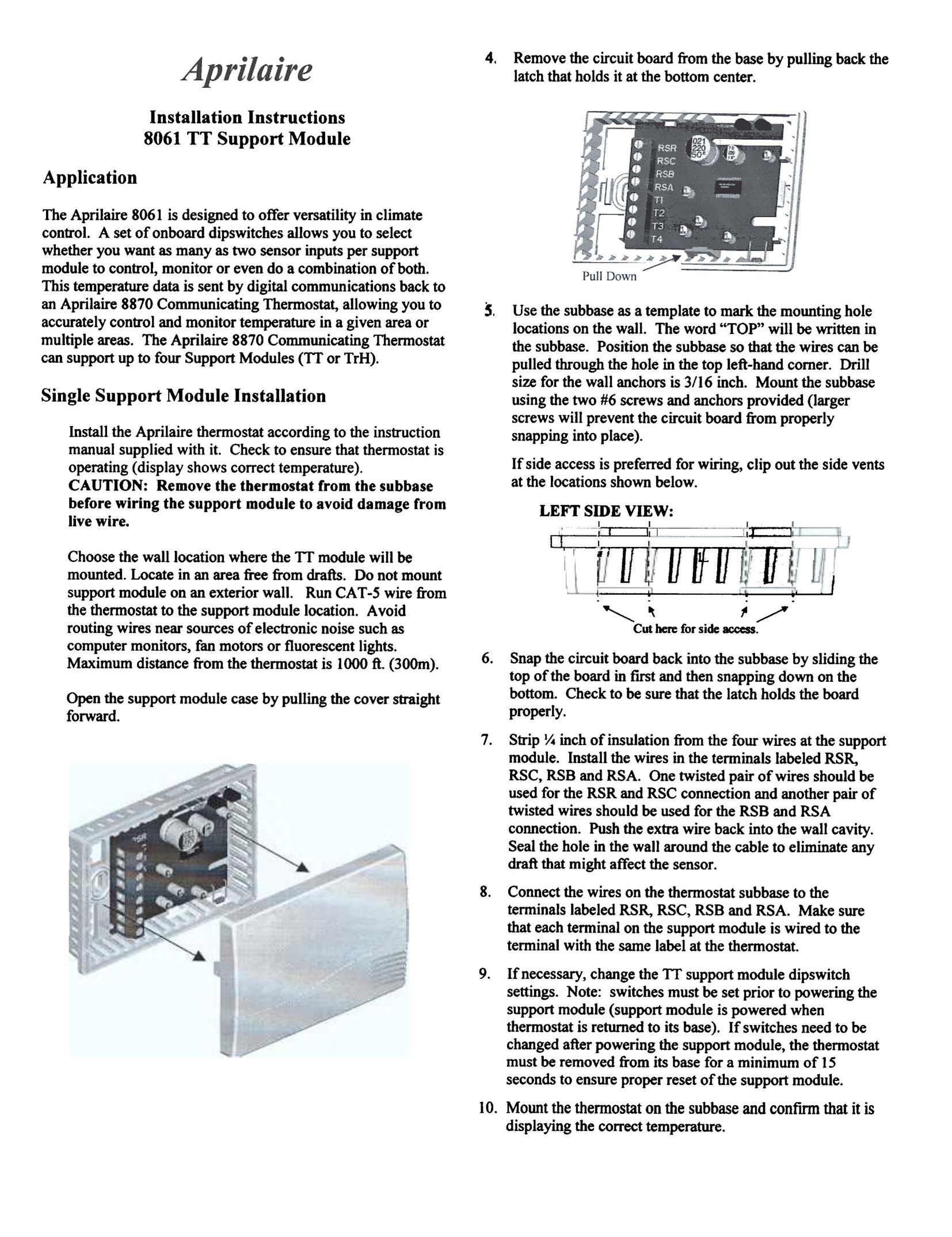 Aprilaire 8061 Thermostat User Manual