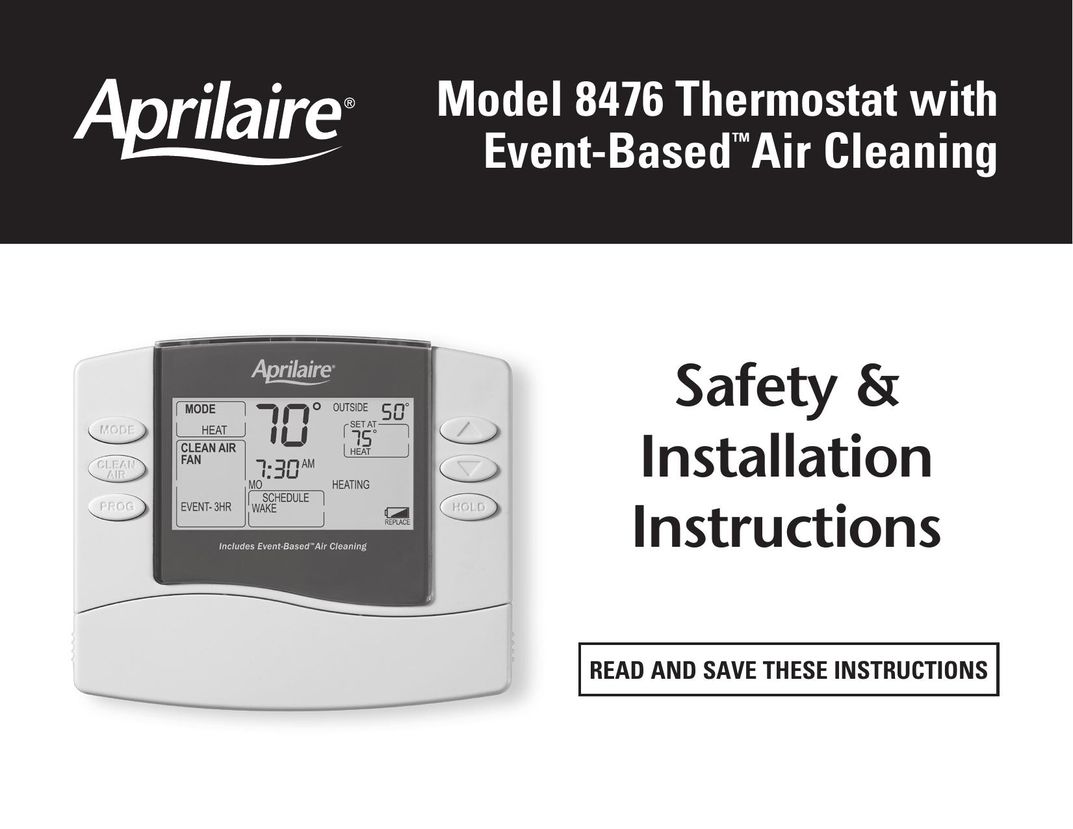 Aprilaire 8476 Thermostat User Manual