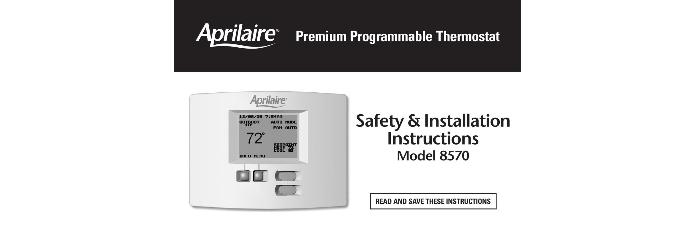 Aprilaire 8570 Thermostat User Manual