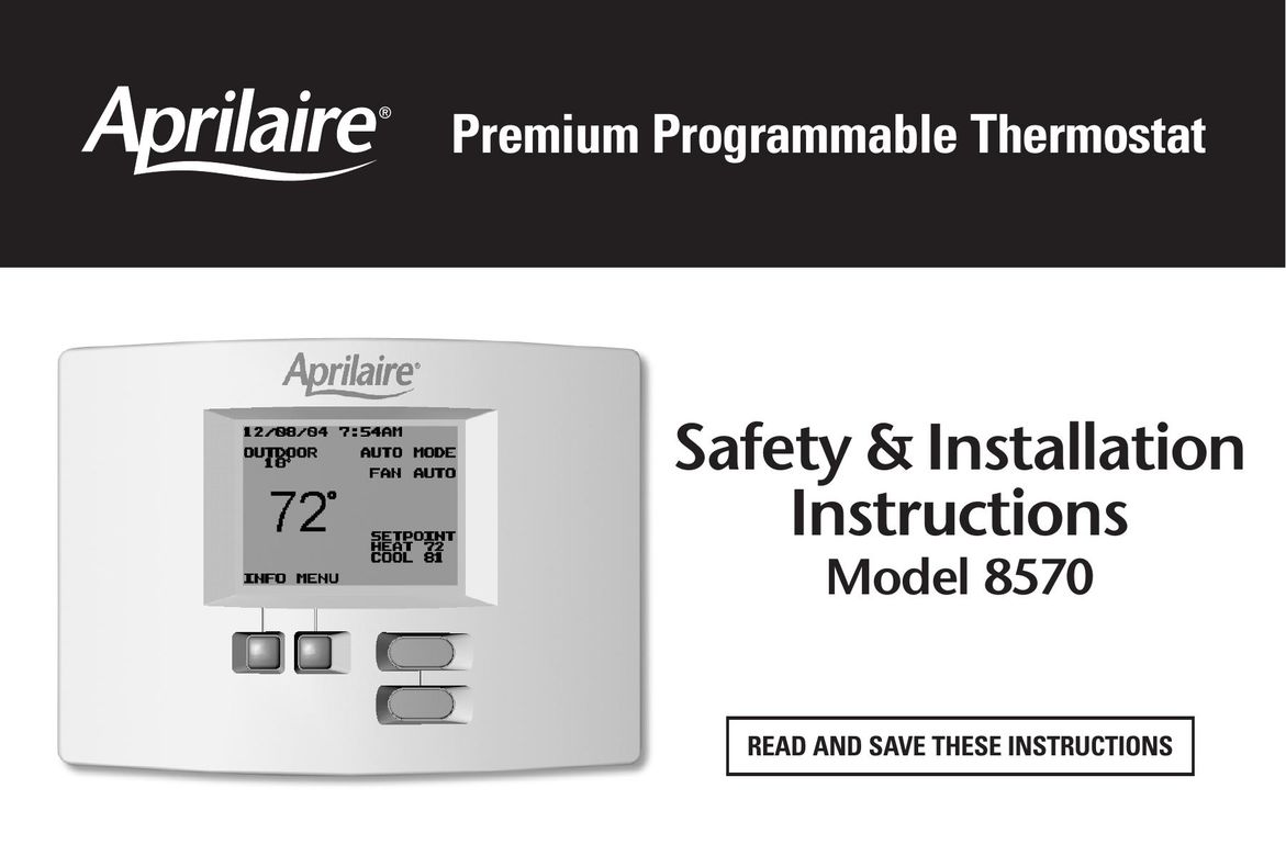 Aprilaire Model 8570 Thermostat User Manual
