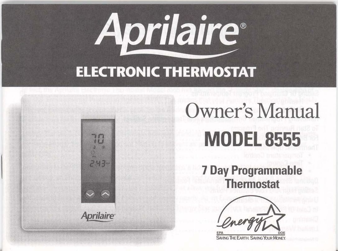 Aprilaire Thermostat Thermostat User Manual