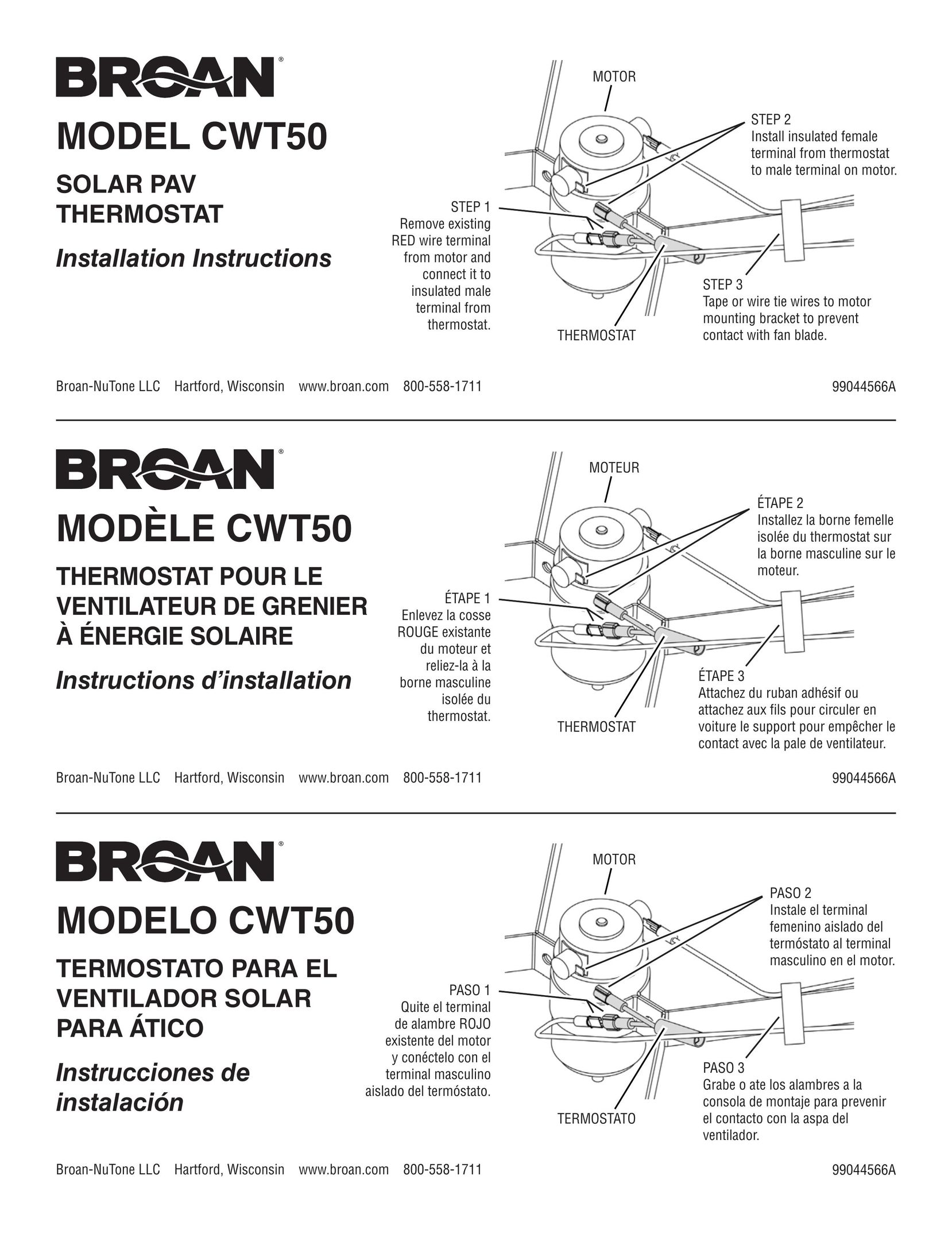 Broan CWT50 Thermostat User Manual