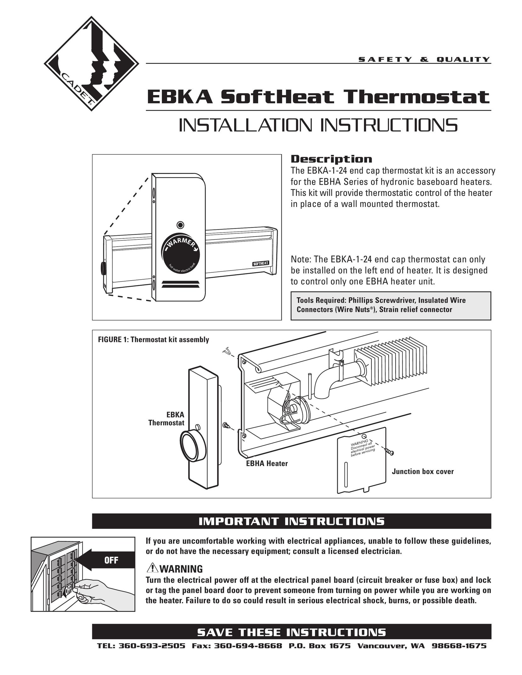 Cadet EBKA-1-24 Thermostat User Manual