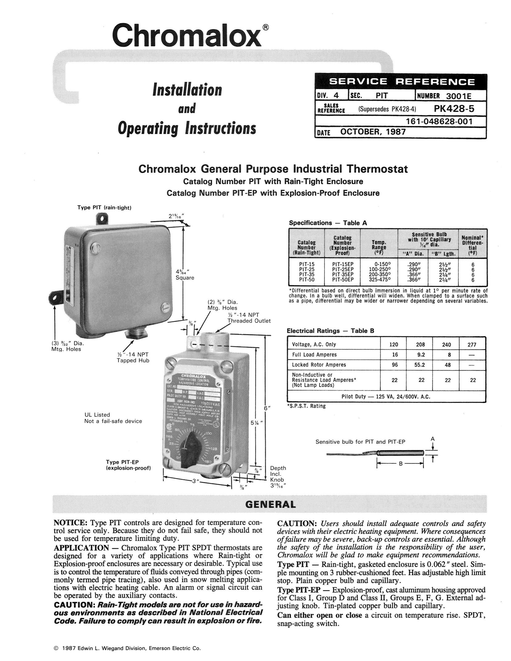 Chromalox 3001E Thermostat User Manual