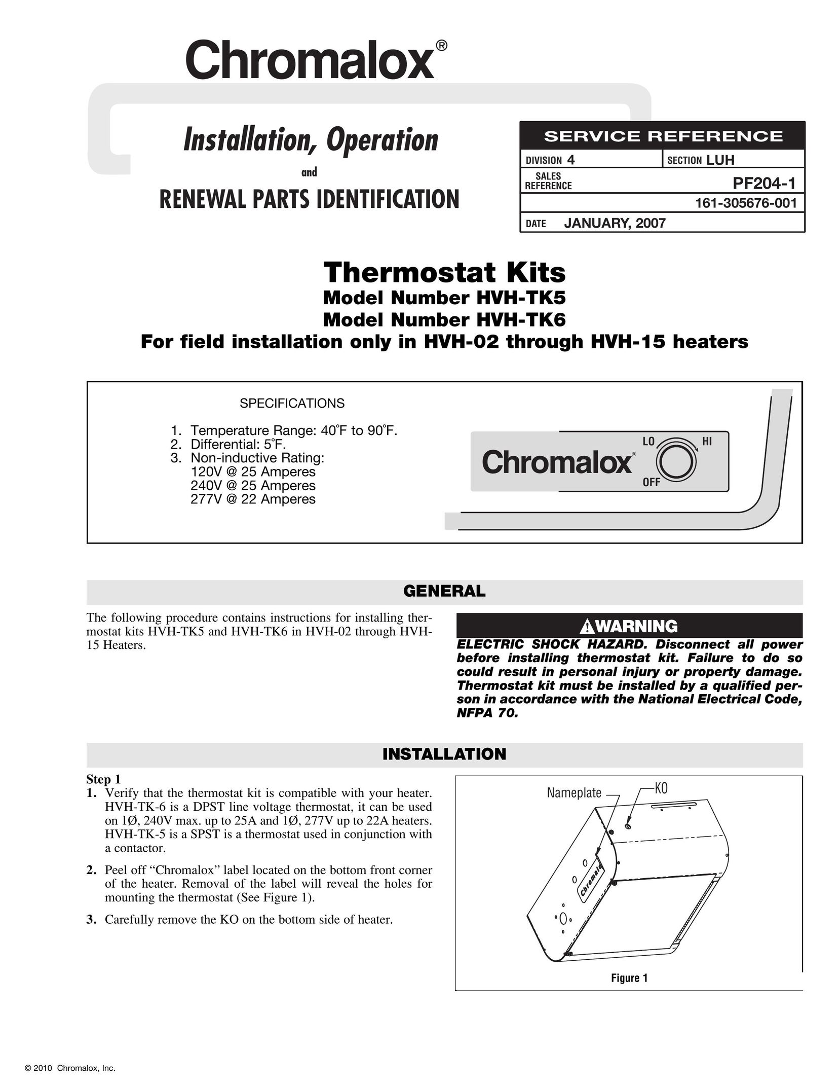 Chromalox HVH-TK5 Thermostat User Manual