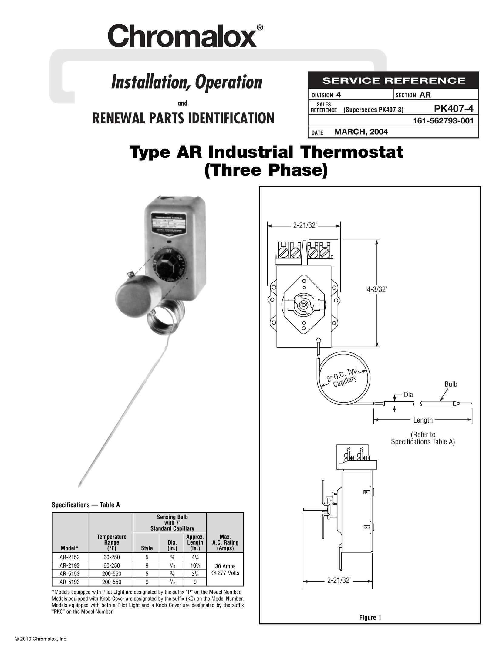 Chromalox PK407-3 Thermostat User Manual