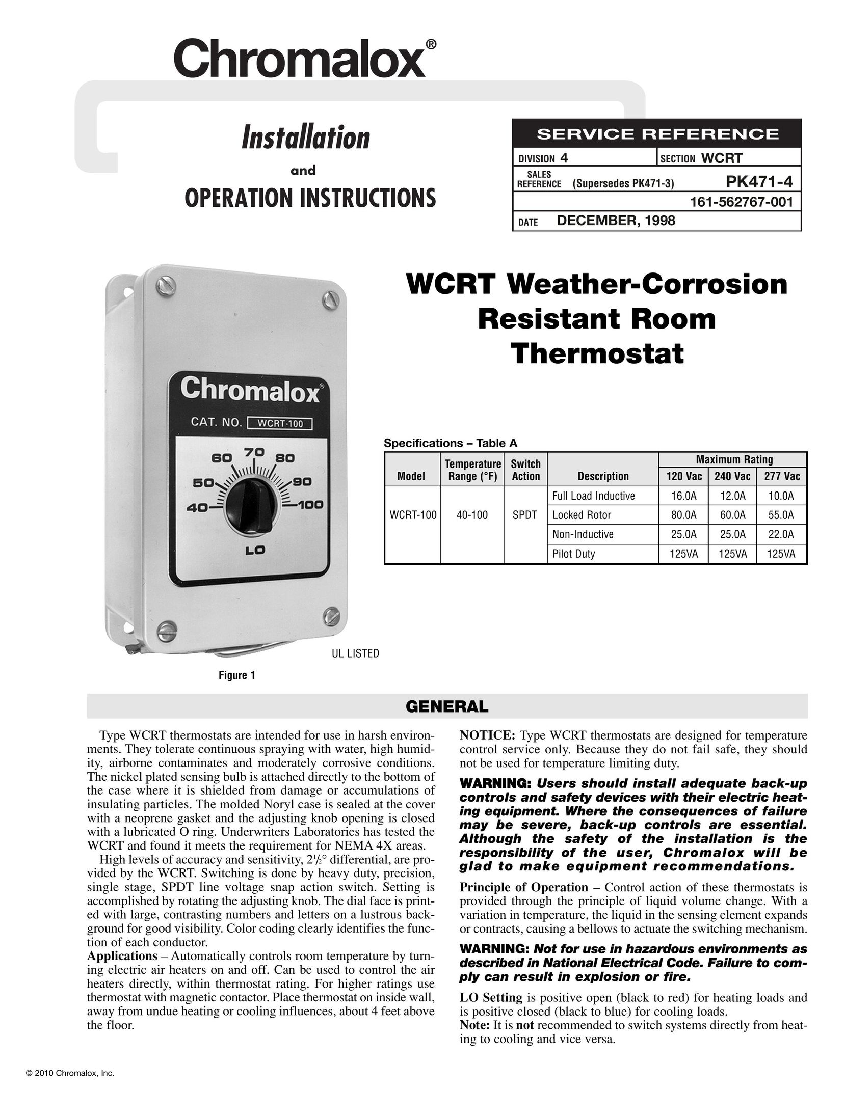 Chromalox PK471-4 Thermostat User Manual
