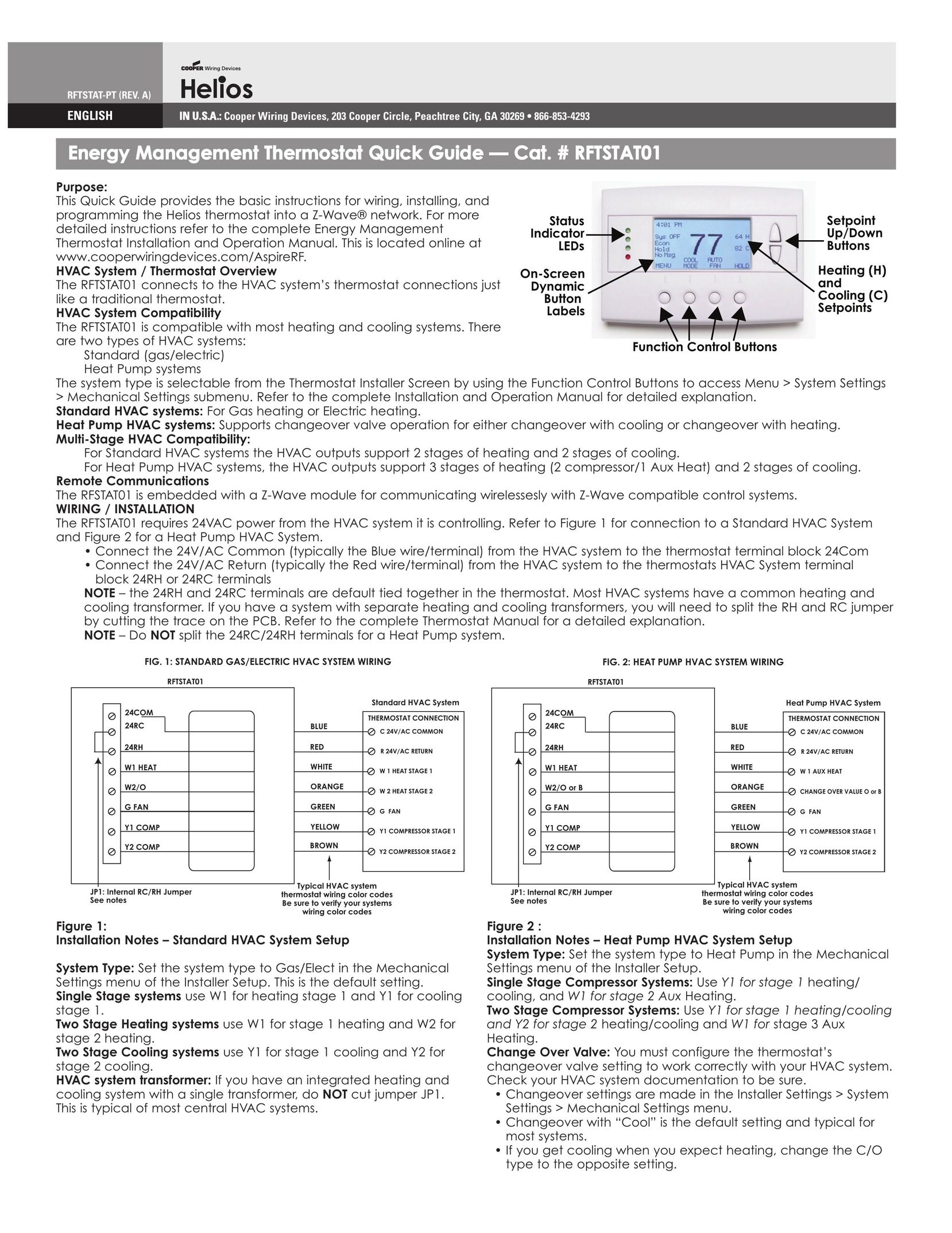 Helio RFTSTAT01 Thermostat User Manual