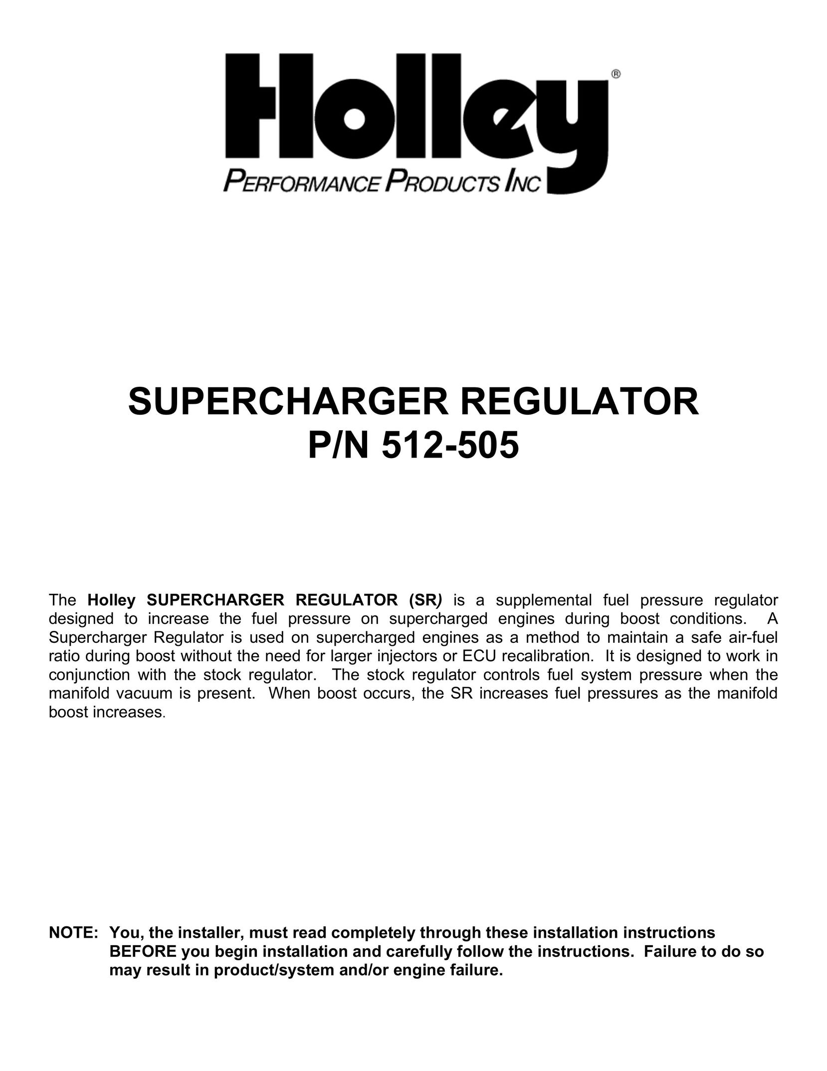 Holley P/N 512-505 Thermostat User Manual