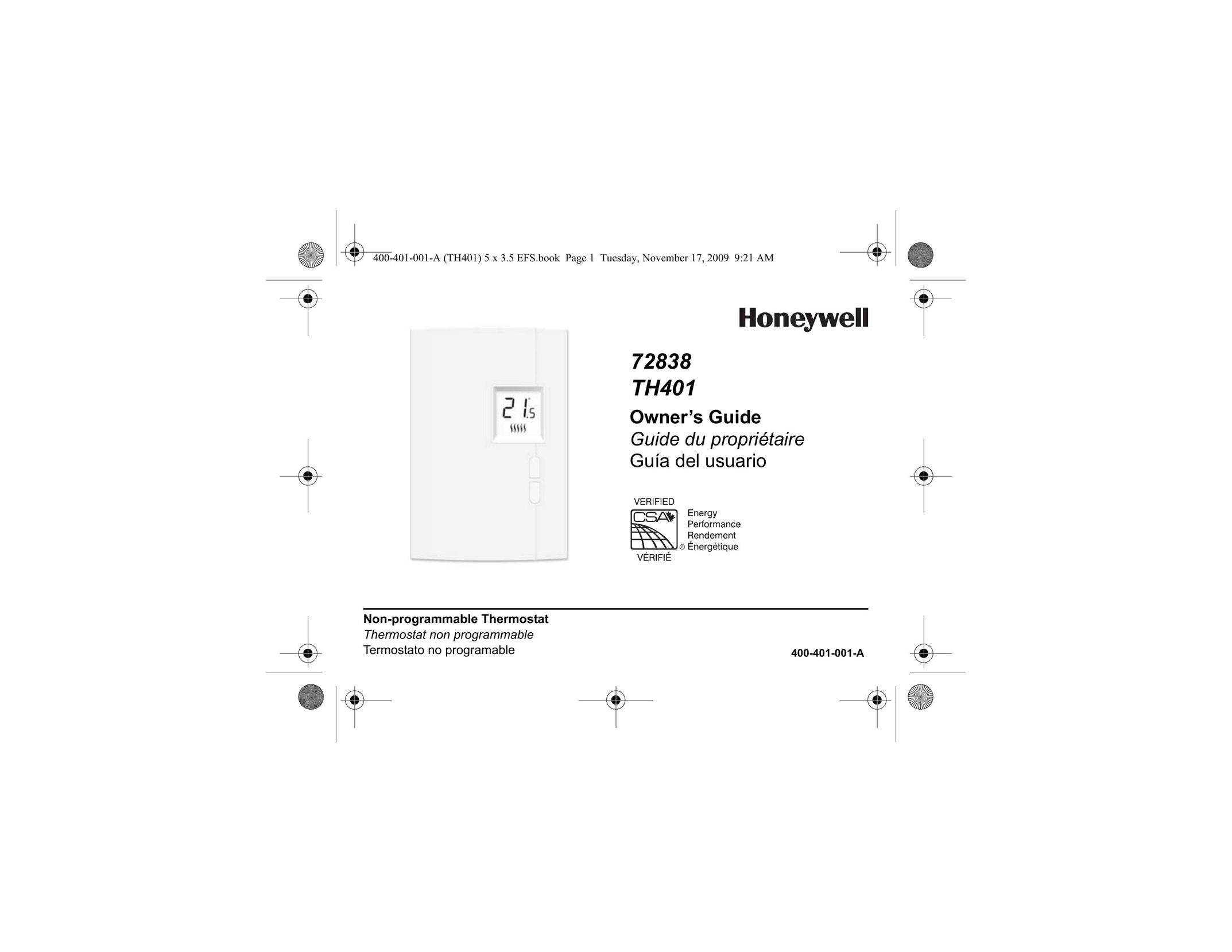 Honeywell 72838 Thermostat User Manual