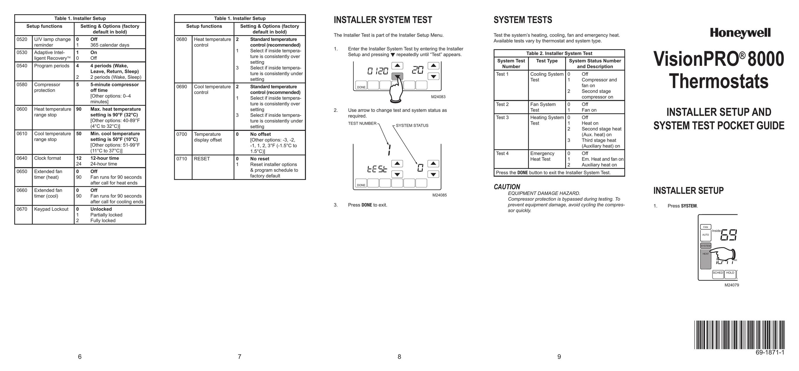 Honeywell 8000 Thermostat User Manual