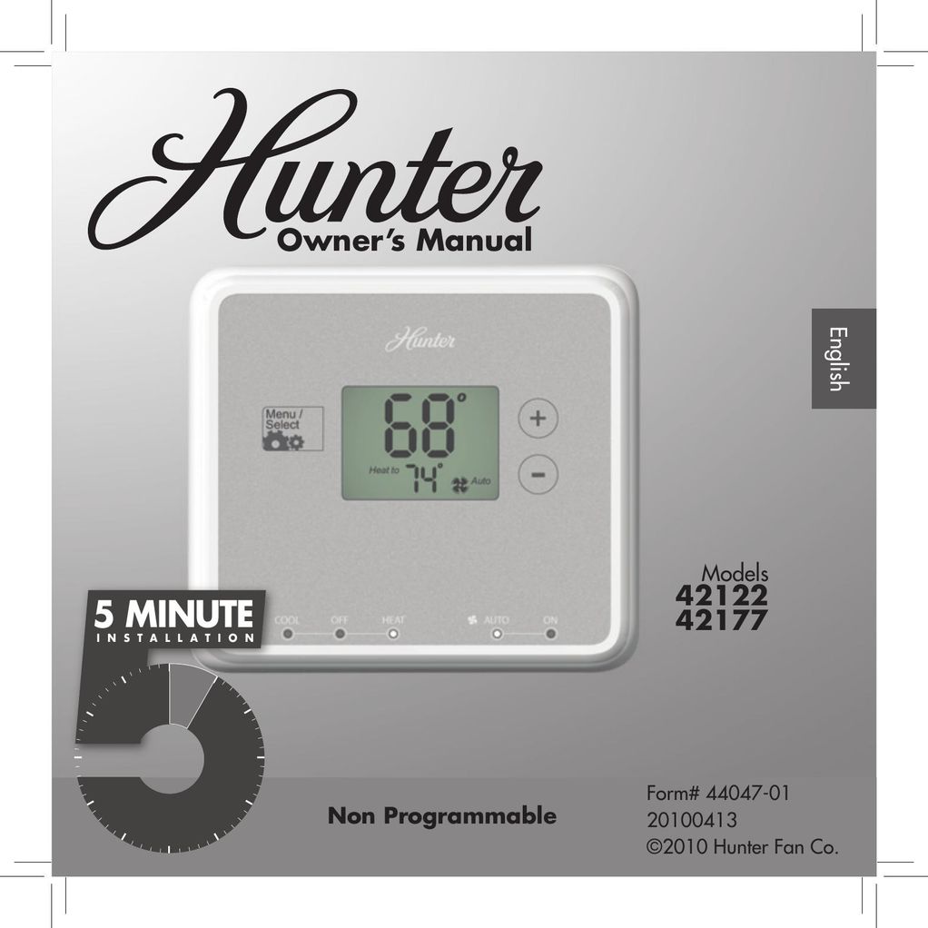 Hunter Fan 42122 Thermostat User Manual