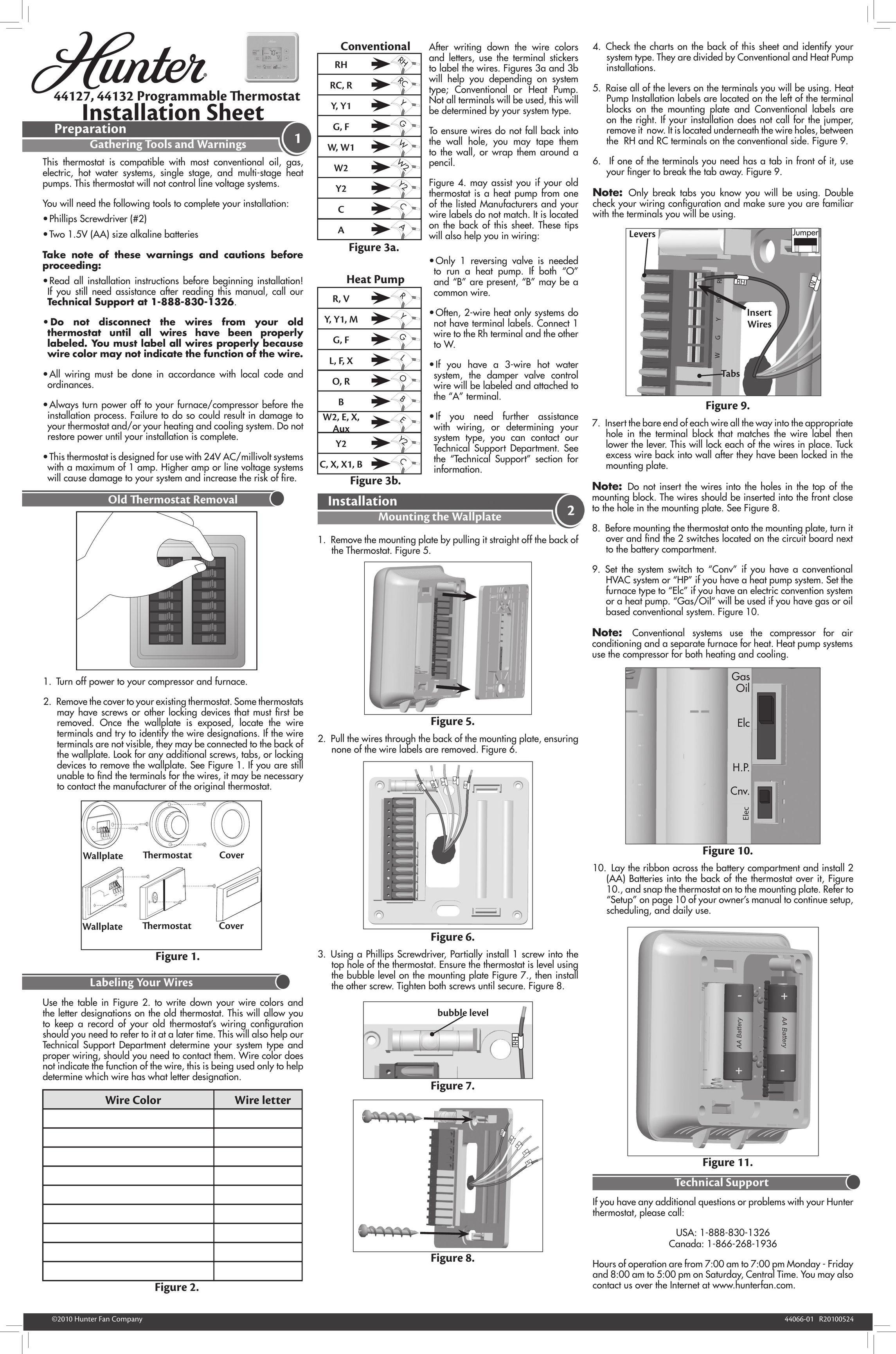 Hunter Fan 44127 Thermostat User Manual