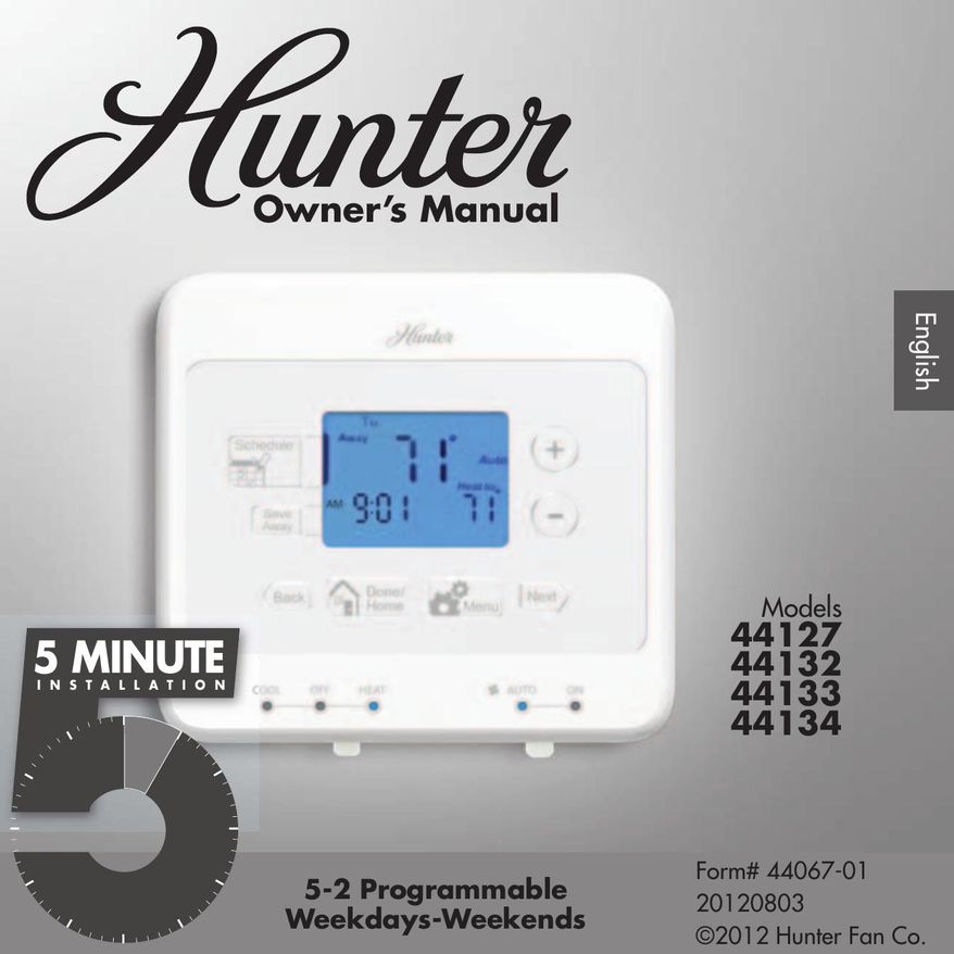 Hunter Fan 44132 Thermostat User Manual