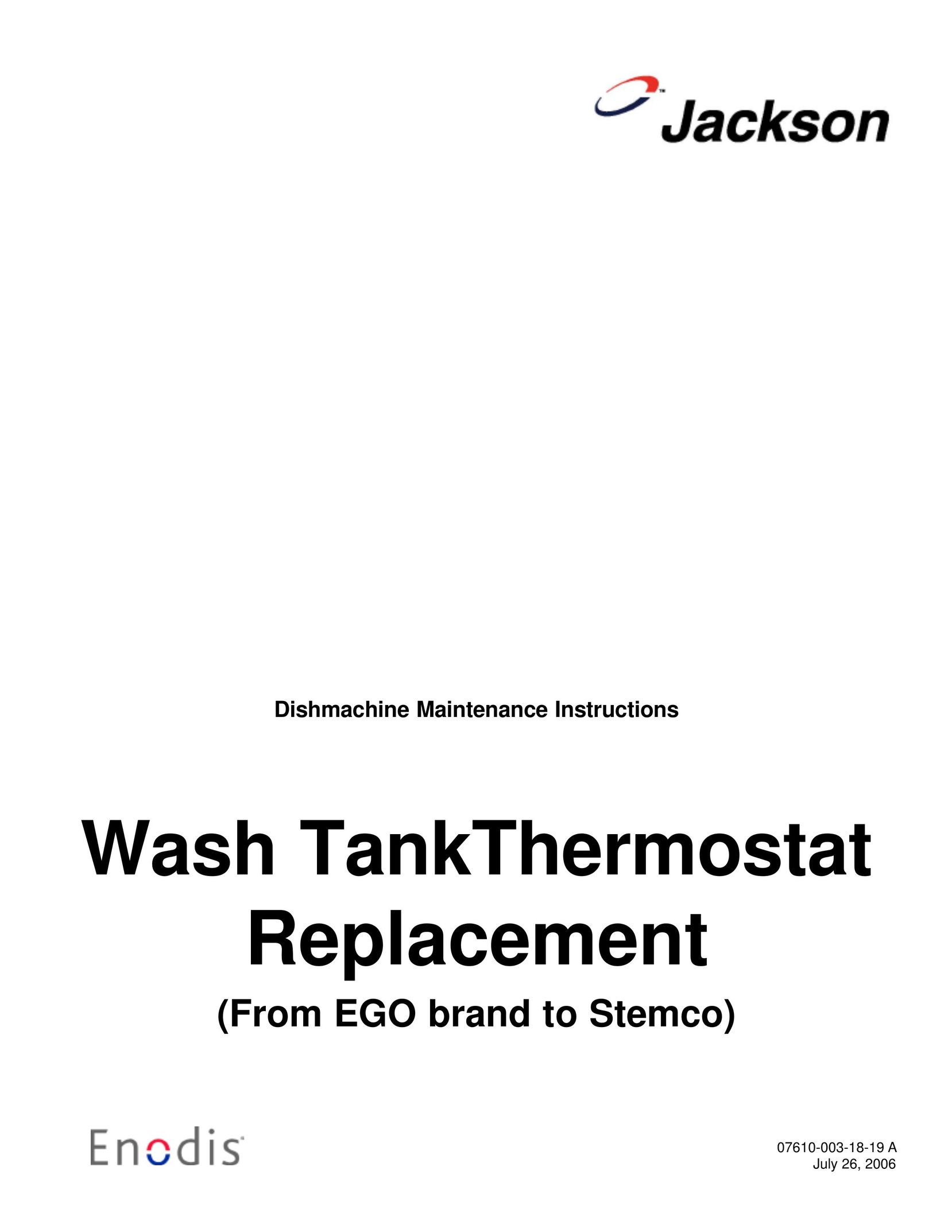Jackson wash tank thermostat replacement Thermostat User Manual