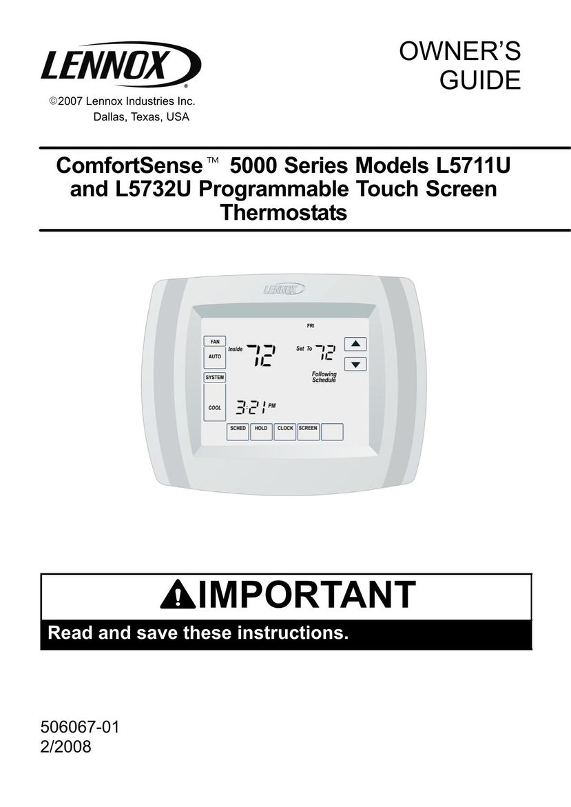 Lenox L5711U Thermostat User Manual