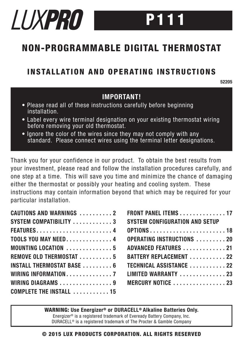 Lux Products P111 Thermostat User Manual