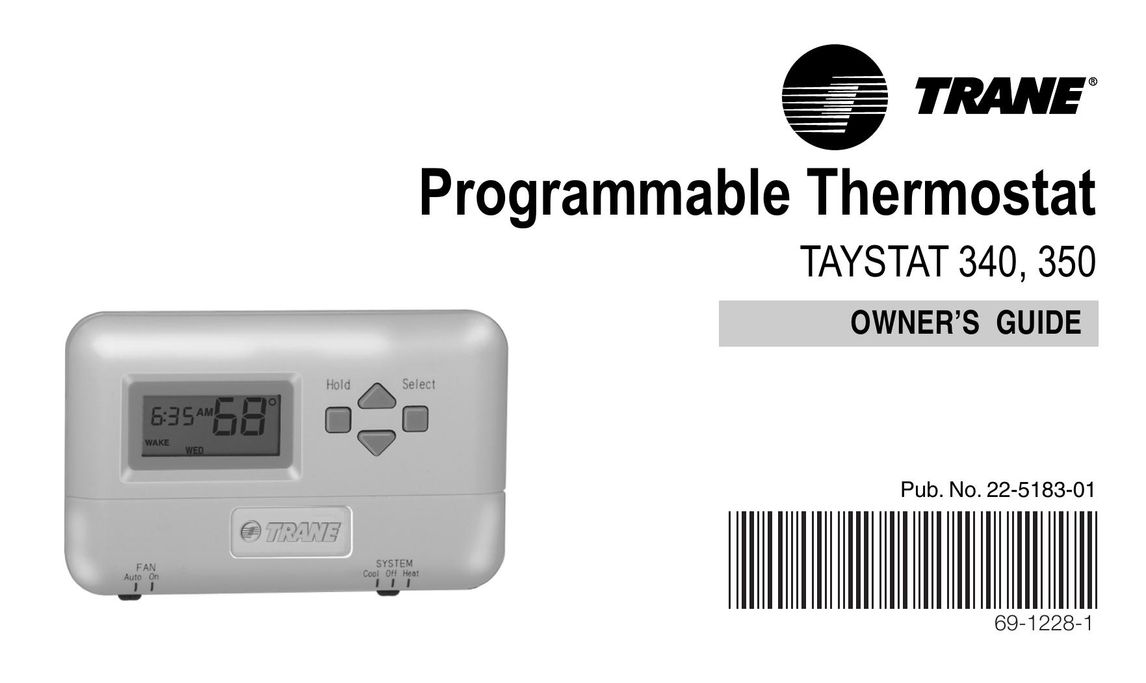 Trane 340 Thermostat User Manual