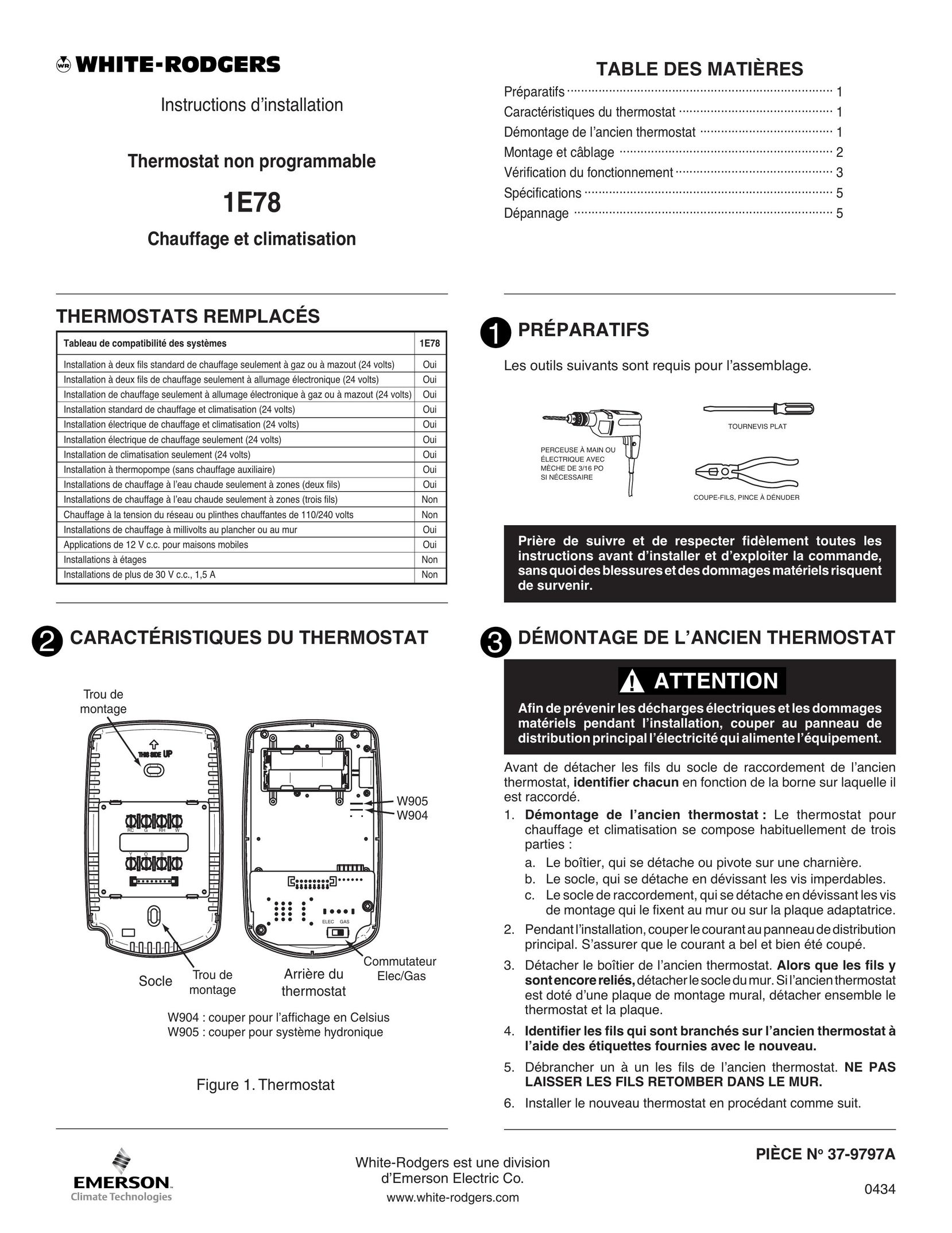 White Rodgers 1.00E+78 Thermostat User Manual