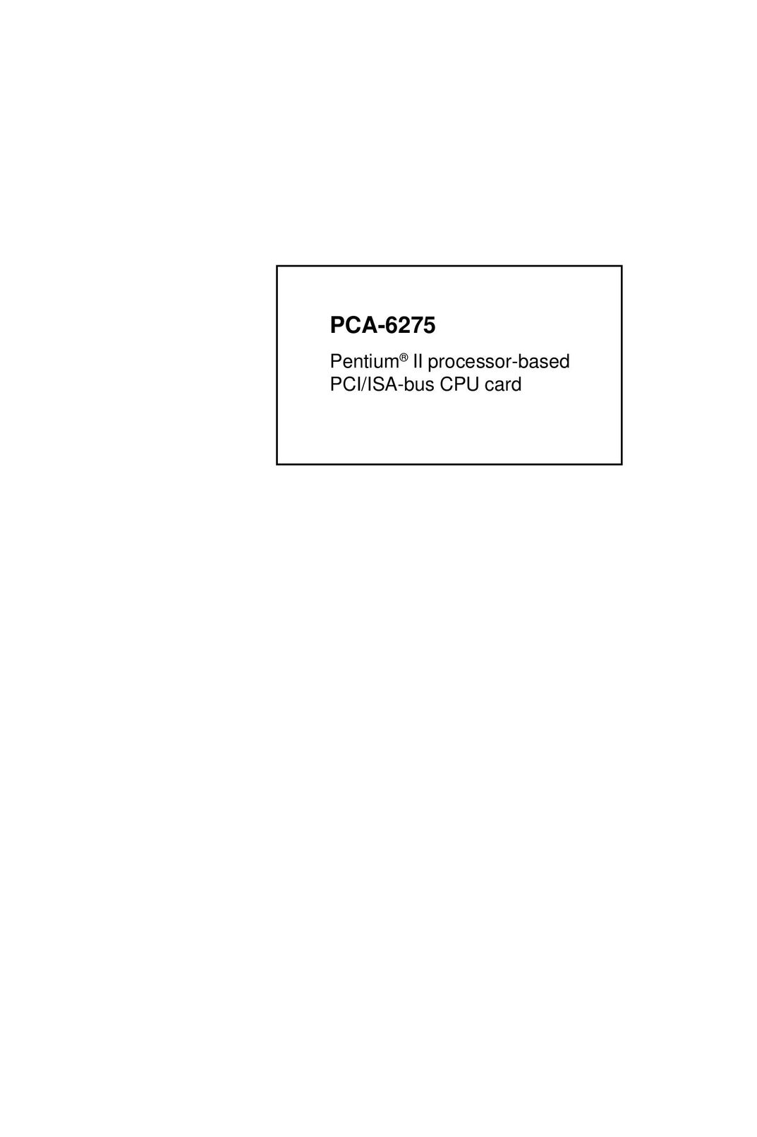 Advantech PCA-6275 Vacuum Cleaner User Manual