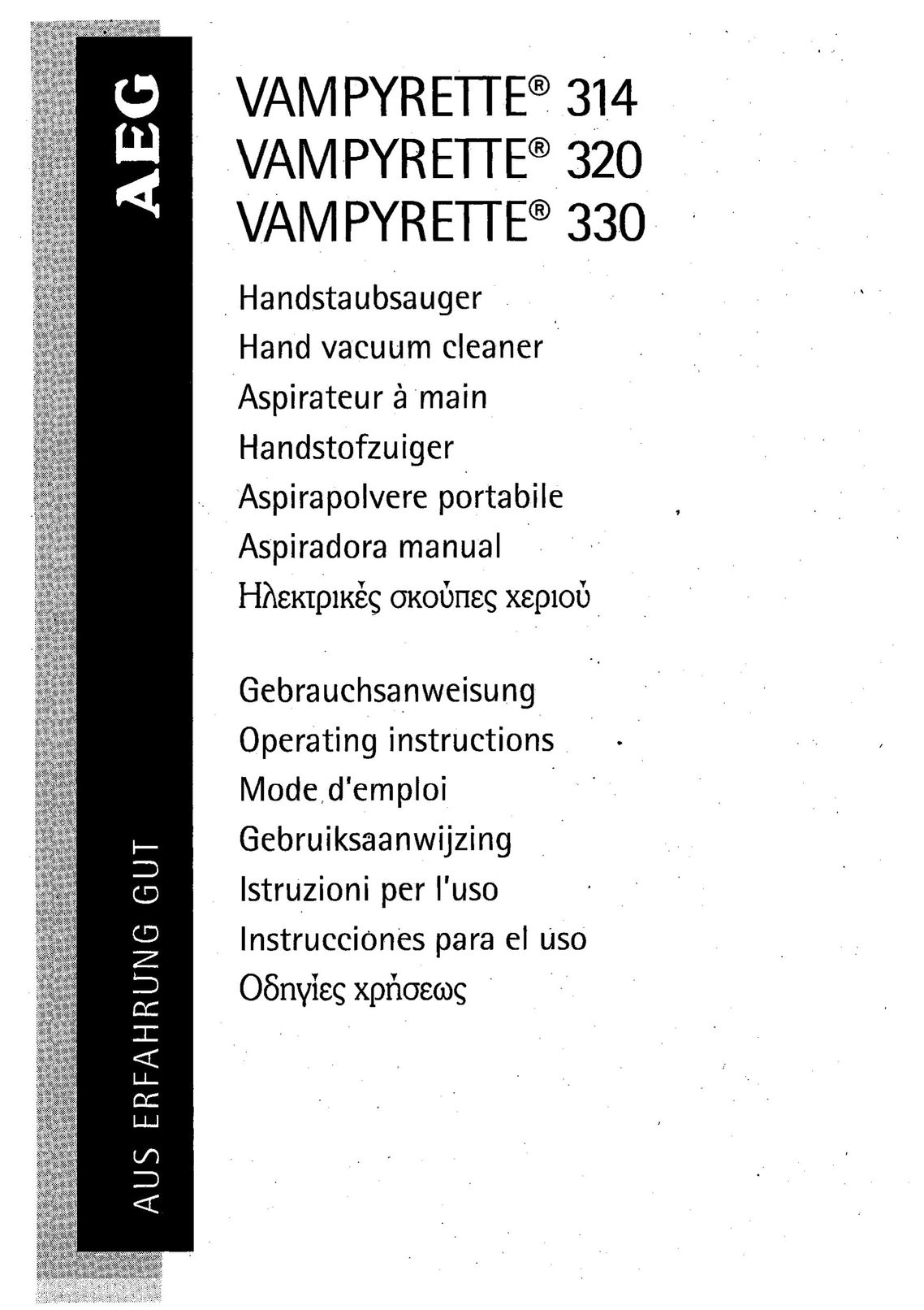 AEG 314 Vacuum Cleaner User Manual