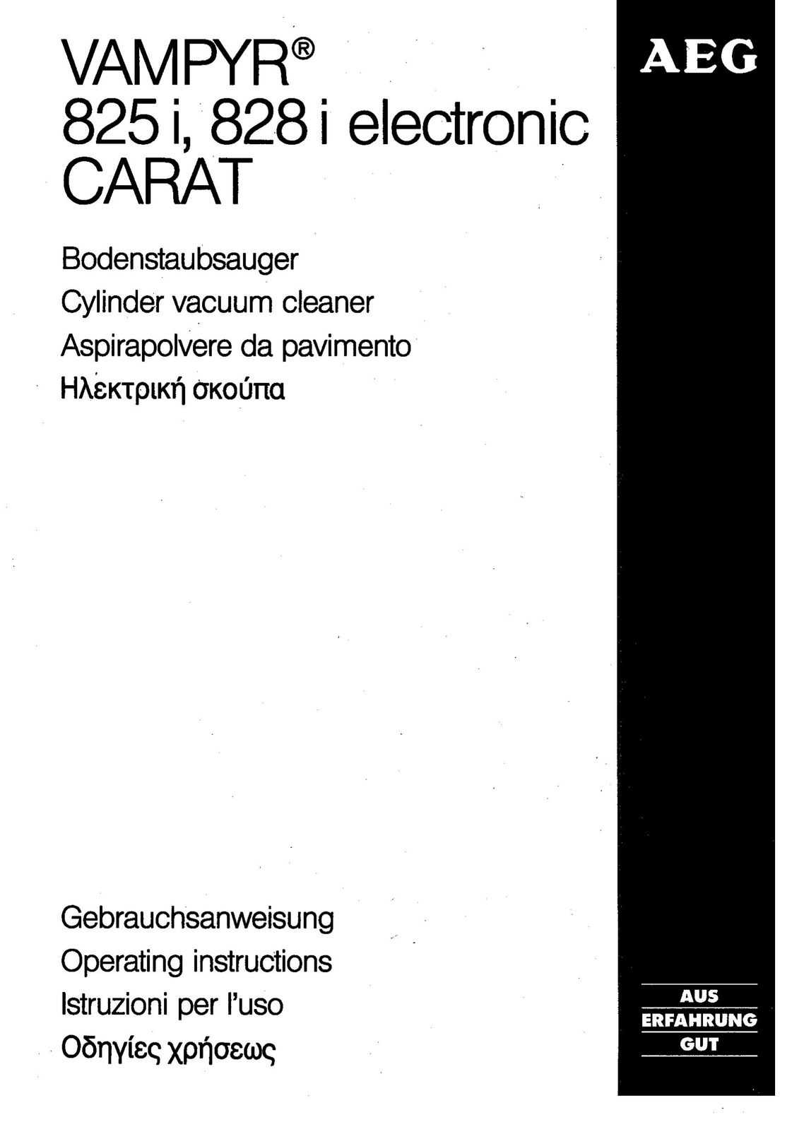 AEG 825I Vacuum Cleaner User Manual