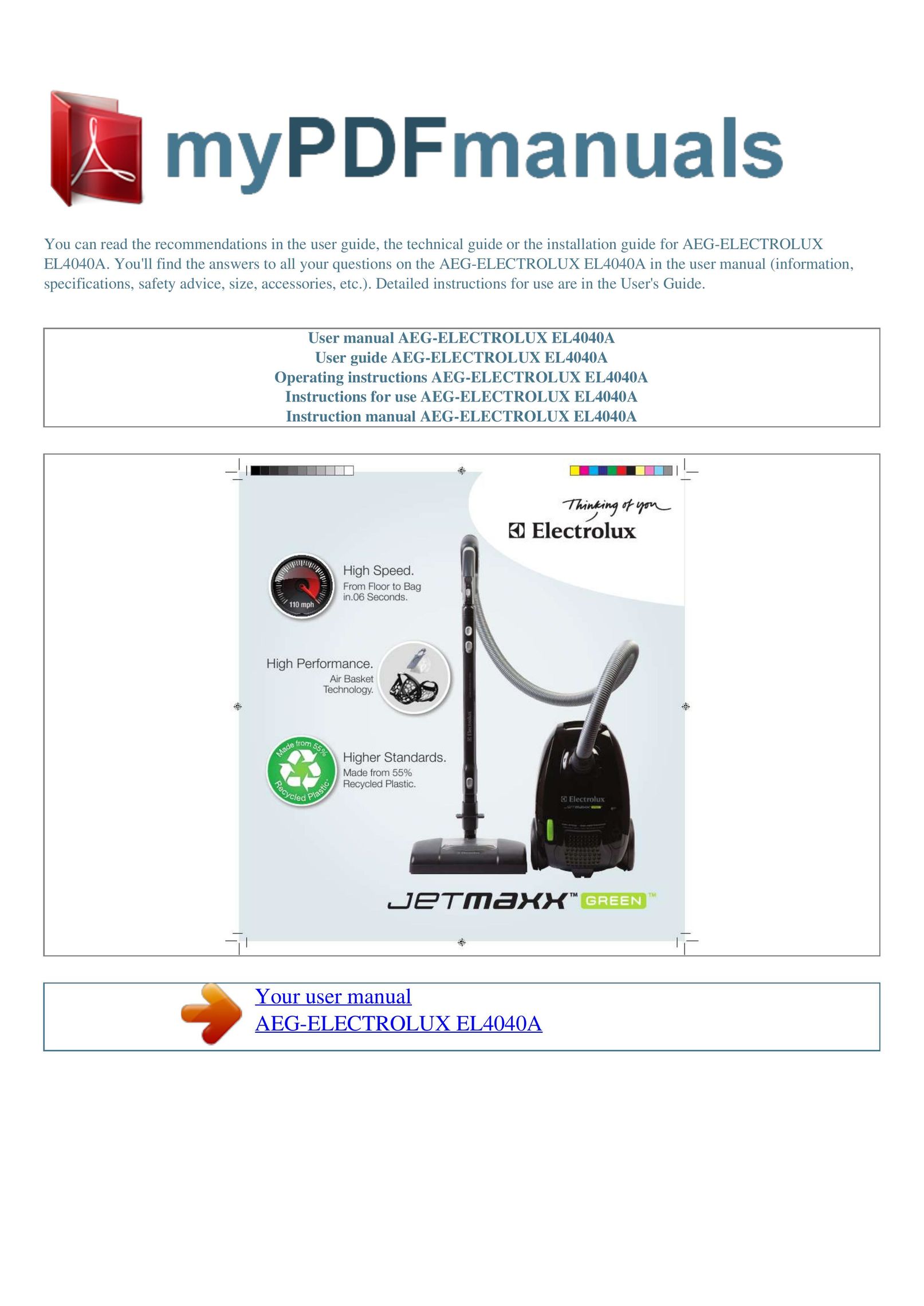 AEG EL4040A Vacuum Cleaner User Manual