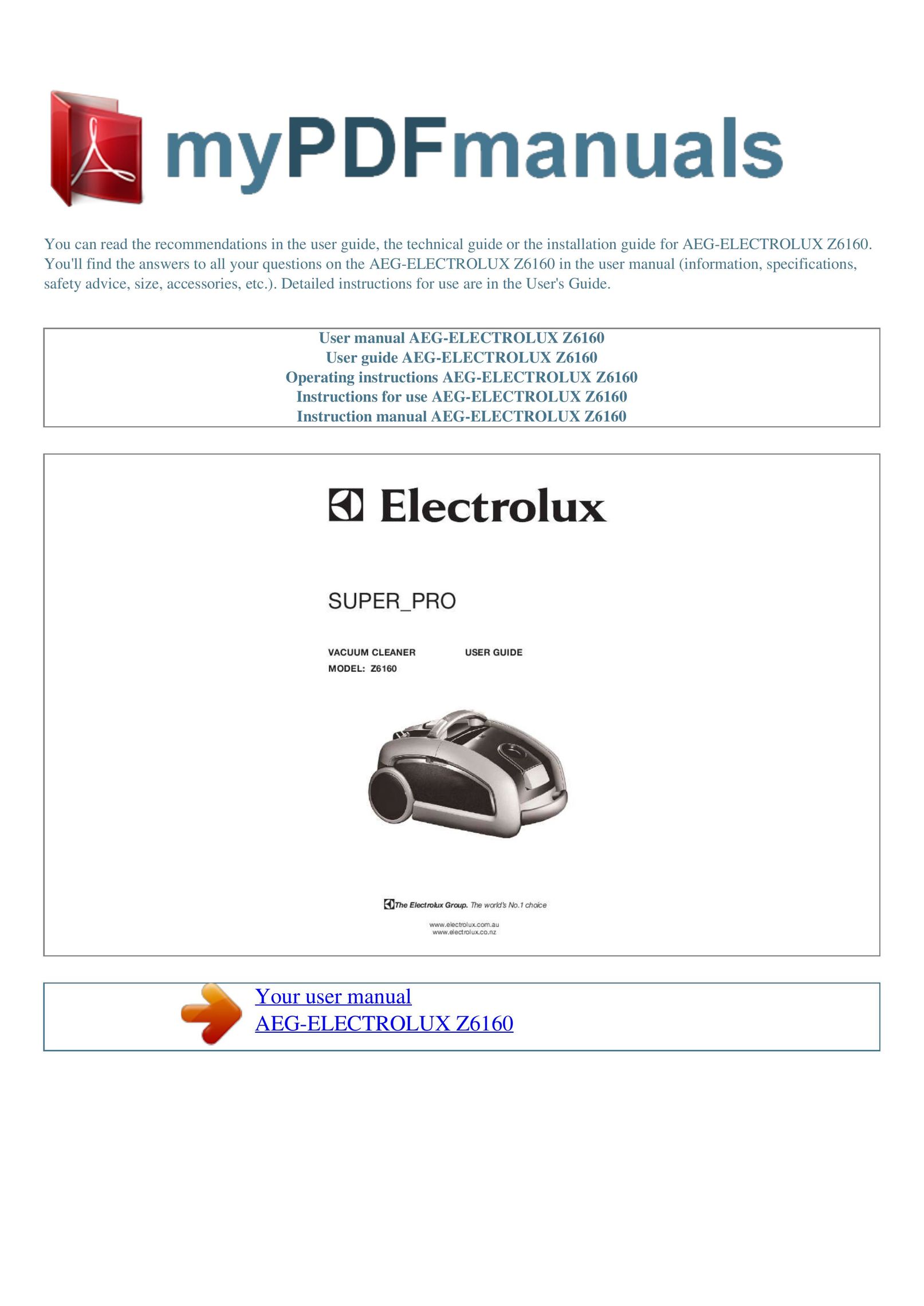 AEG Z6160 Vacuum Cleaner User Manual