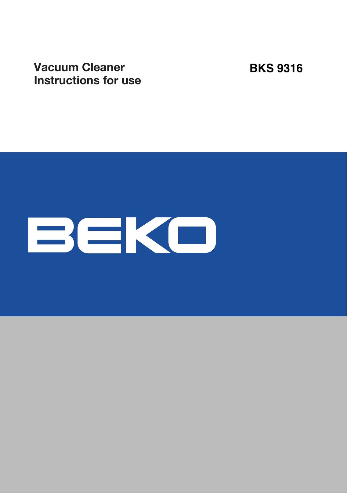 Beko BKS 9316 Vacuum Cleaner User Manual
