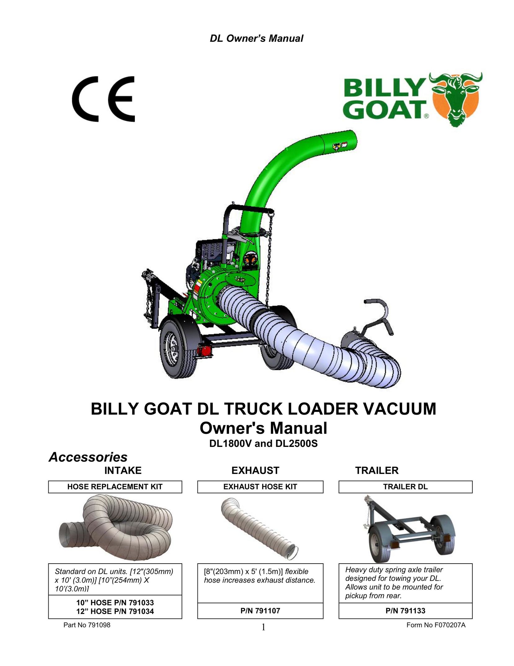 Billy Goat DL1800V Vacuum Cleaner User Manual