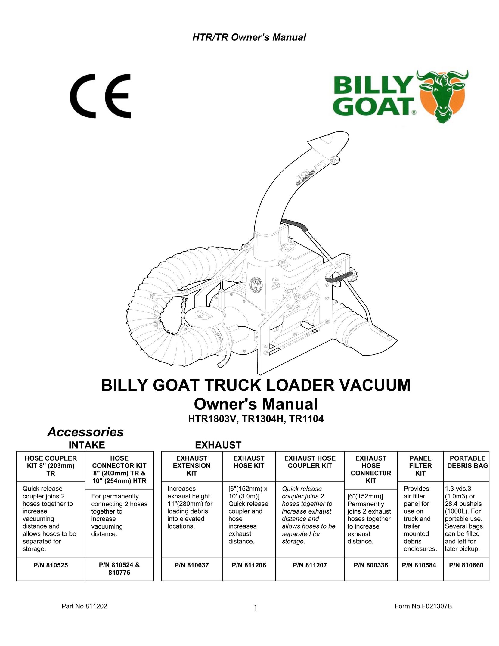 Billy Goat HTR1803V Vacuum Cleaner User Manual
