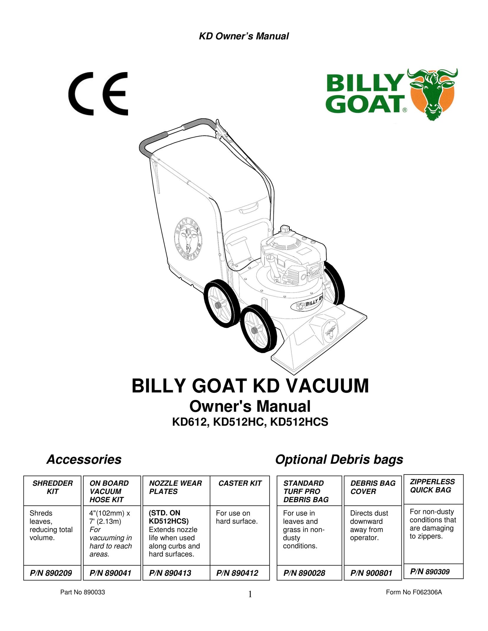 Billy Goat KD512HC Vacuum Cleaner User Manual