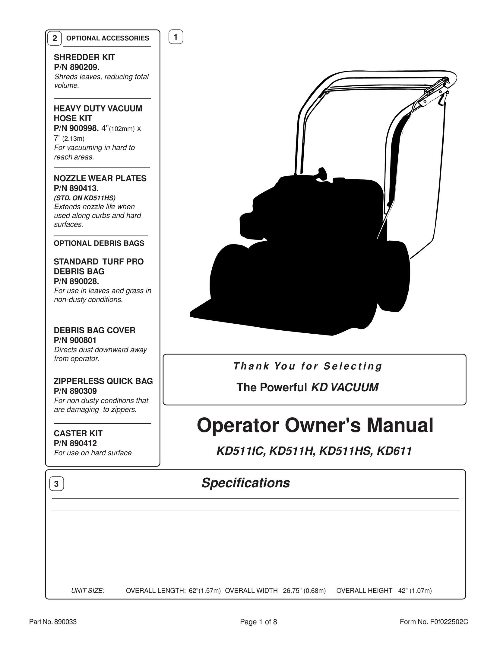 Billy Goat KD611 Vacuum Cleaner User Manual