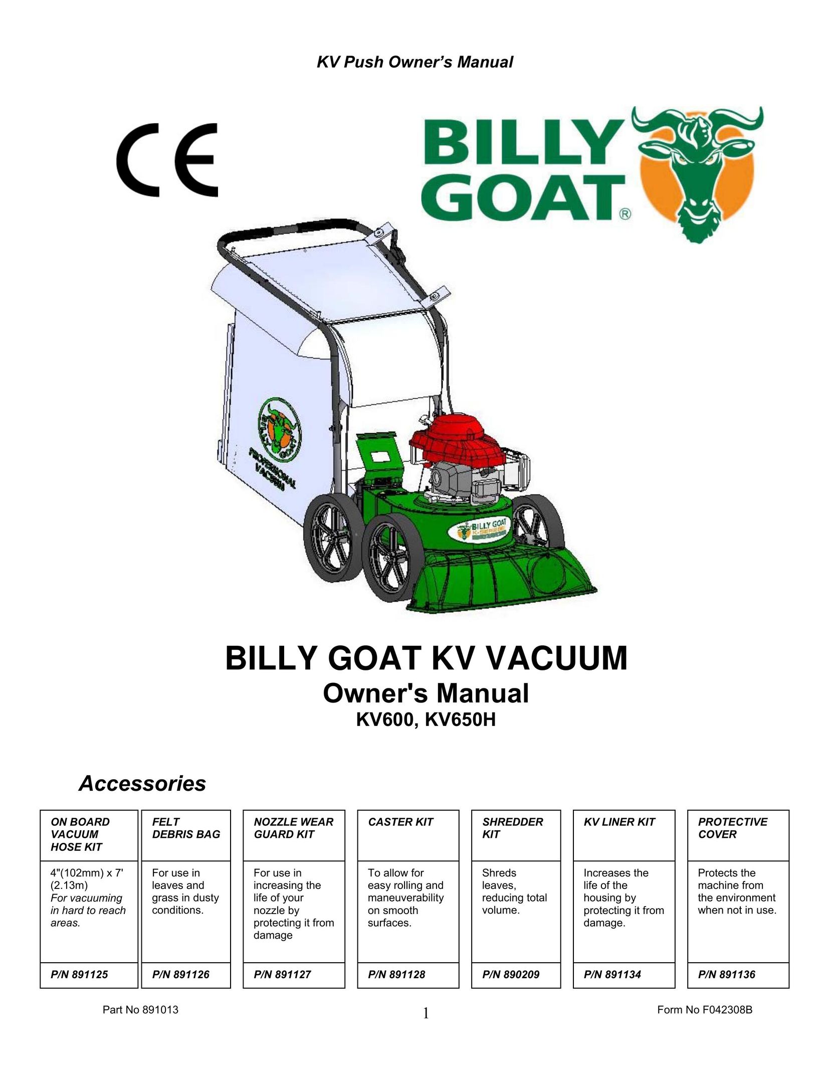 Billy Goat KV600 Vacuum Cleaner User Manual