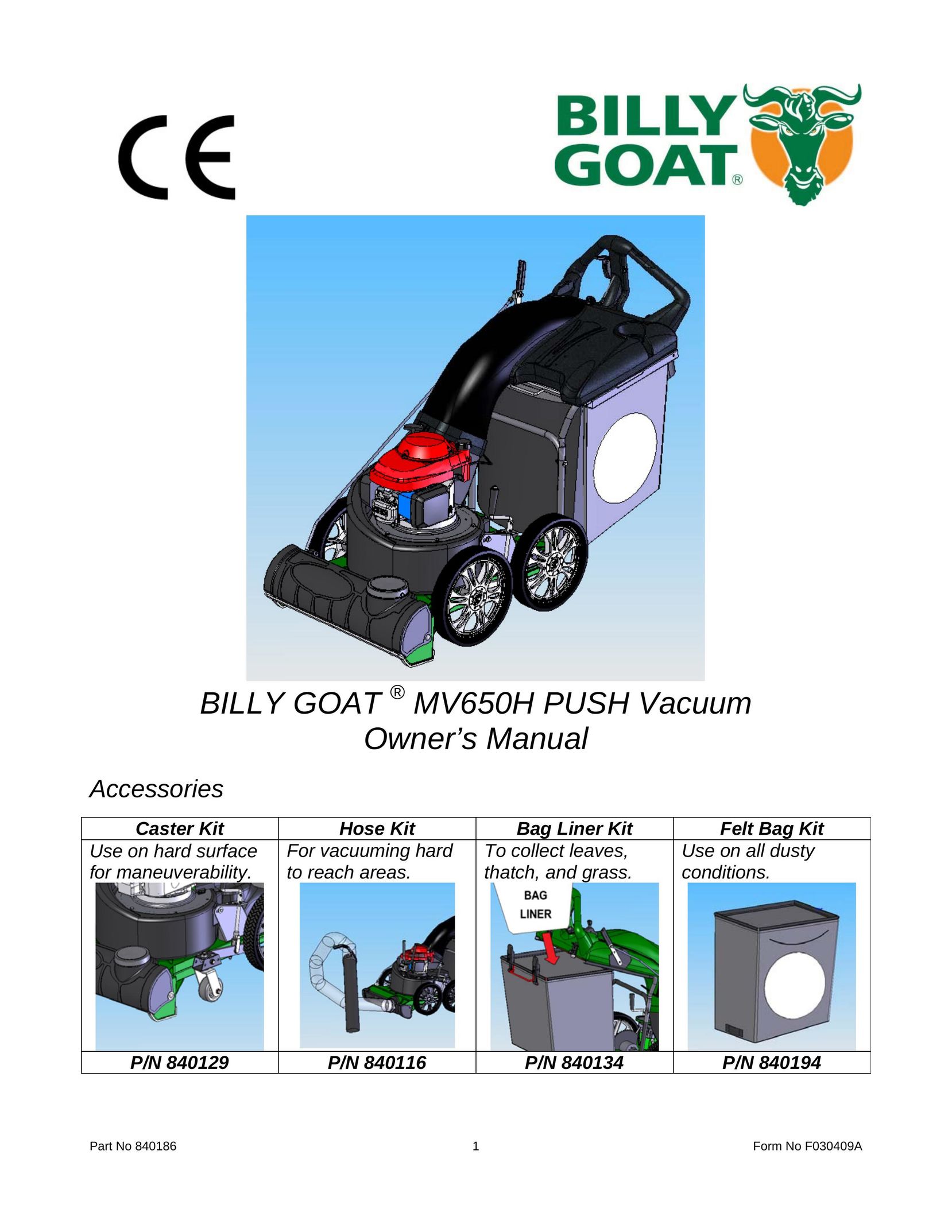 Billy Goat MV650H Vacuum Cleaner User Manual