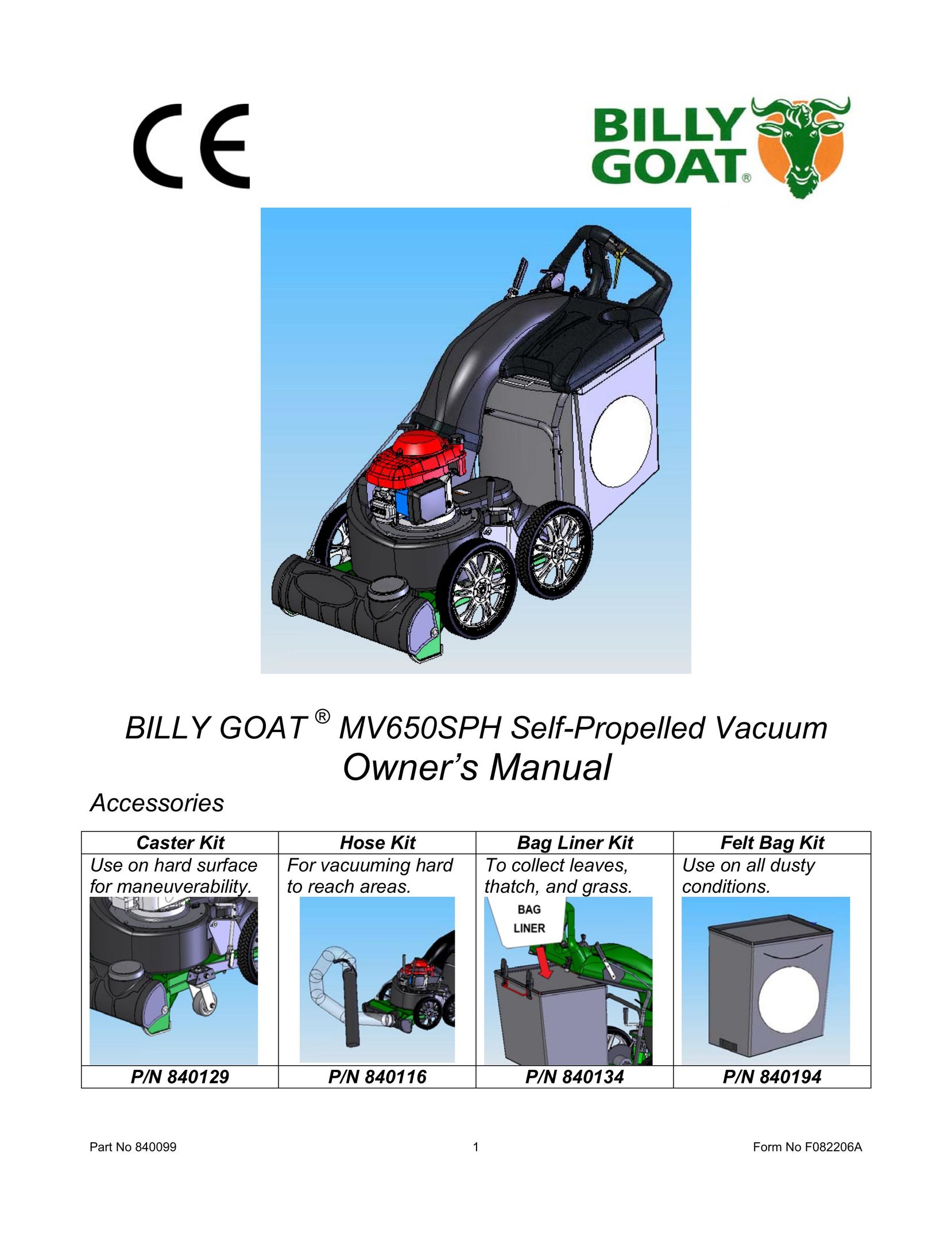 Billy Goat MV650SPH Vacuum Cleaner User Manual