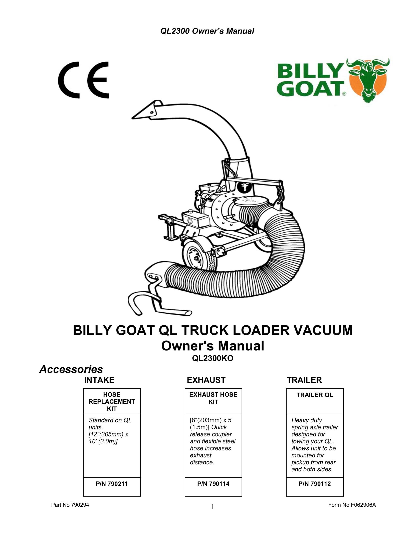 Billy Goat QL2300KO Vacuum Cleaner User Manual
