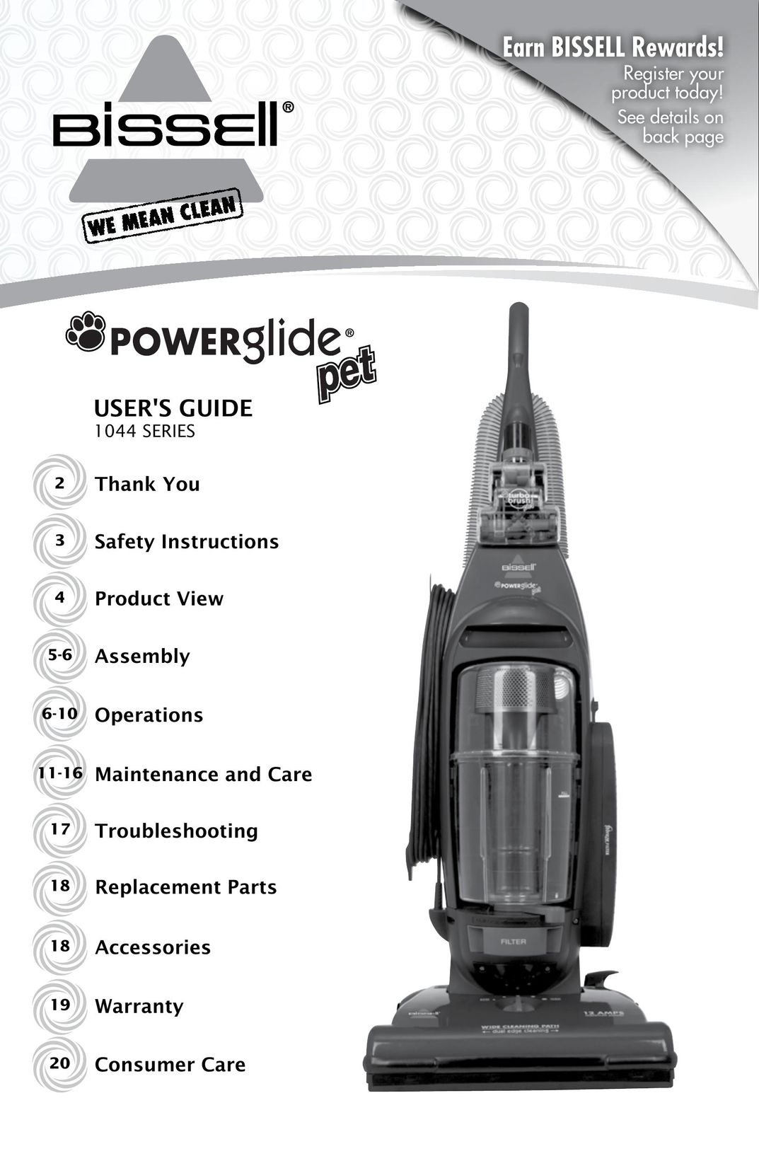 Bissell 1044 Vacuum Cleaner User Manual