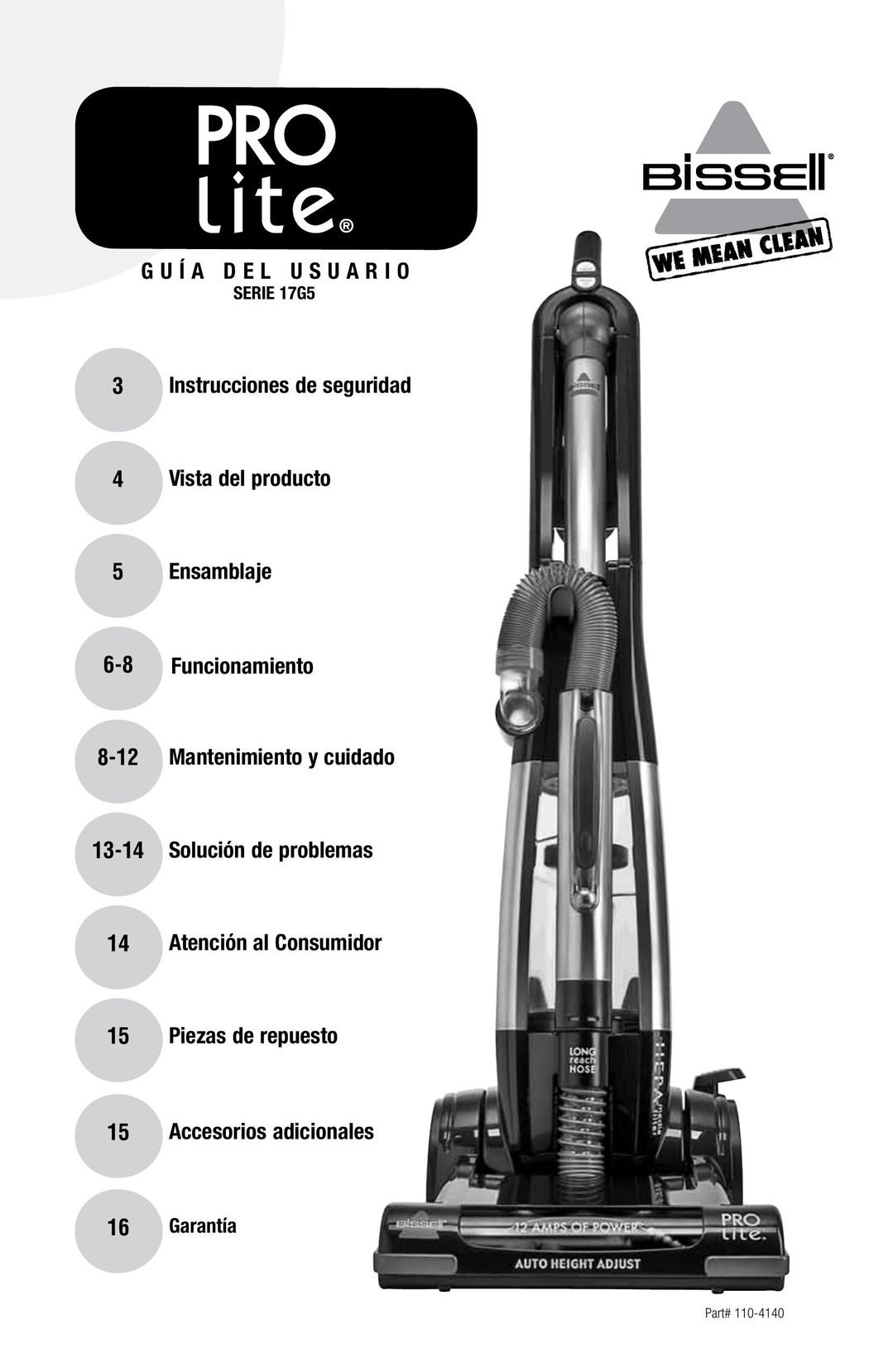 Bissell 17G5 Vacuum Cleaner User Manual