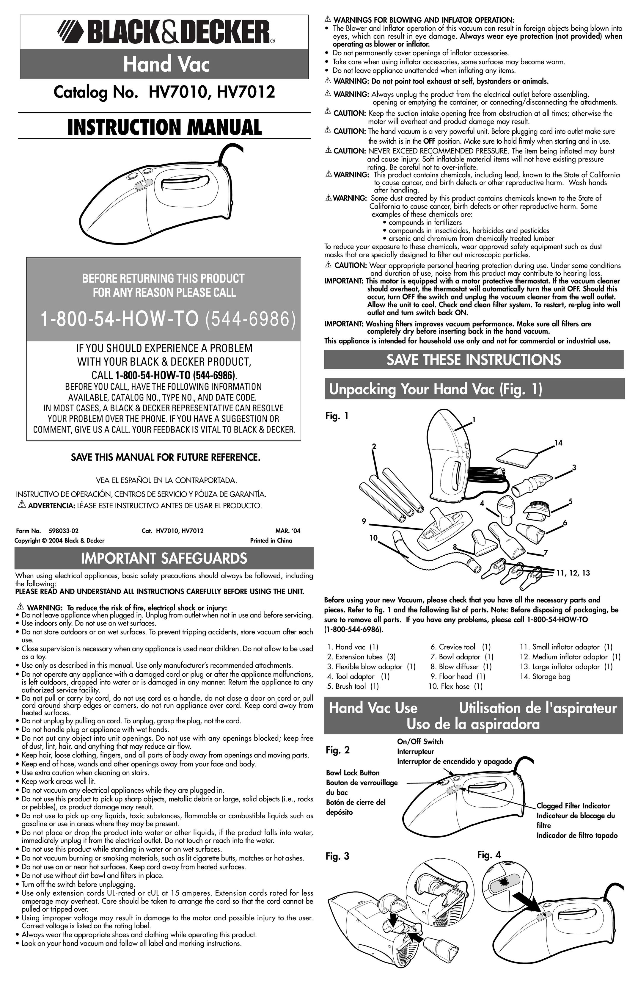 Black & Decker 598033-02 Vacuum Cleaner User Manual