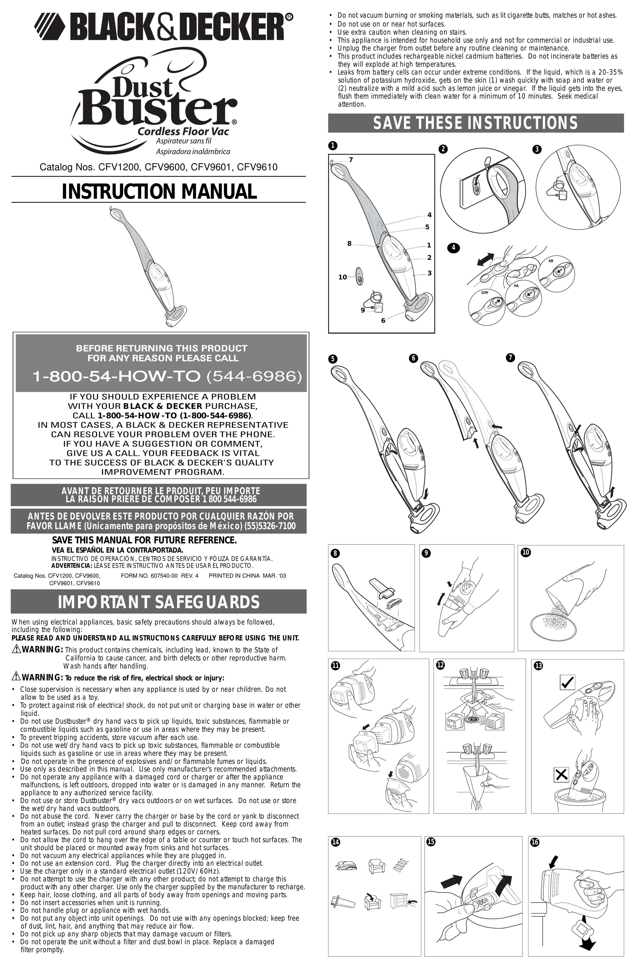 Black & Decker 607540-00 Vacuum Cleaner User Manual