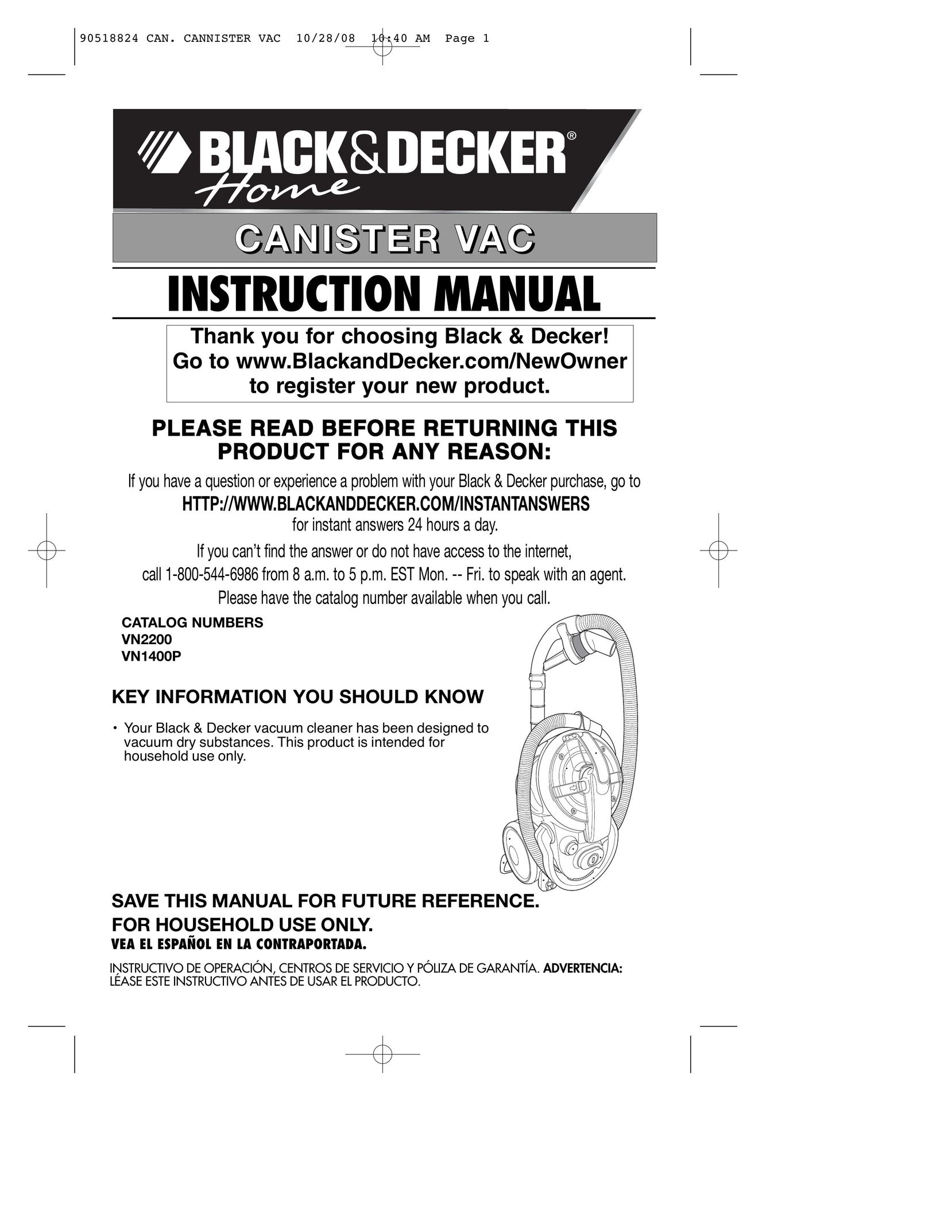 Black & Decker 90518824 Vacuum Cleaner User Manual
