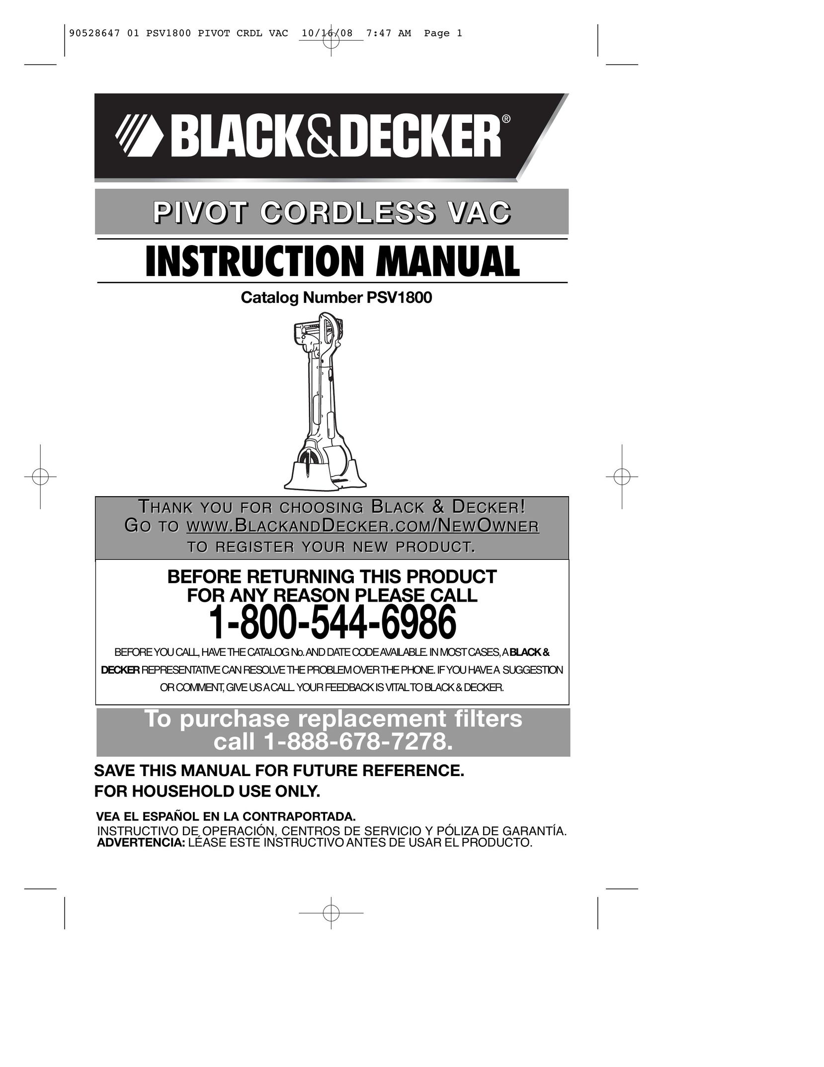 Black & Decker 90528647 Vacuum Cleaner User Manual