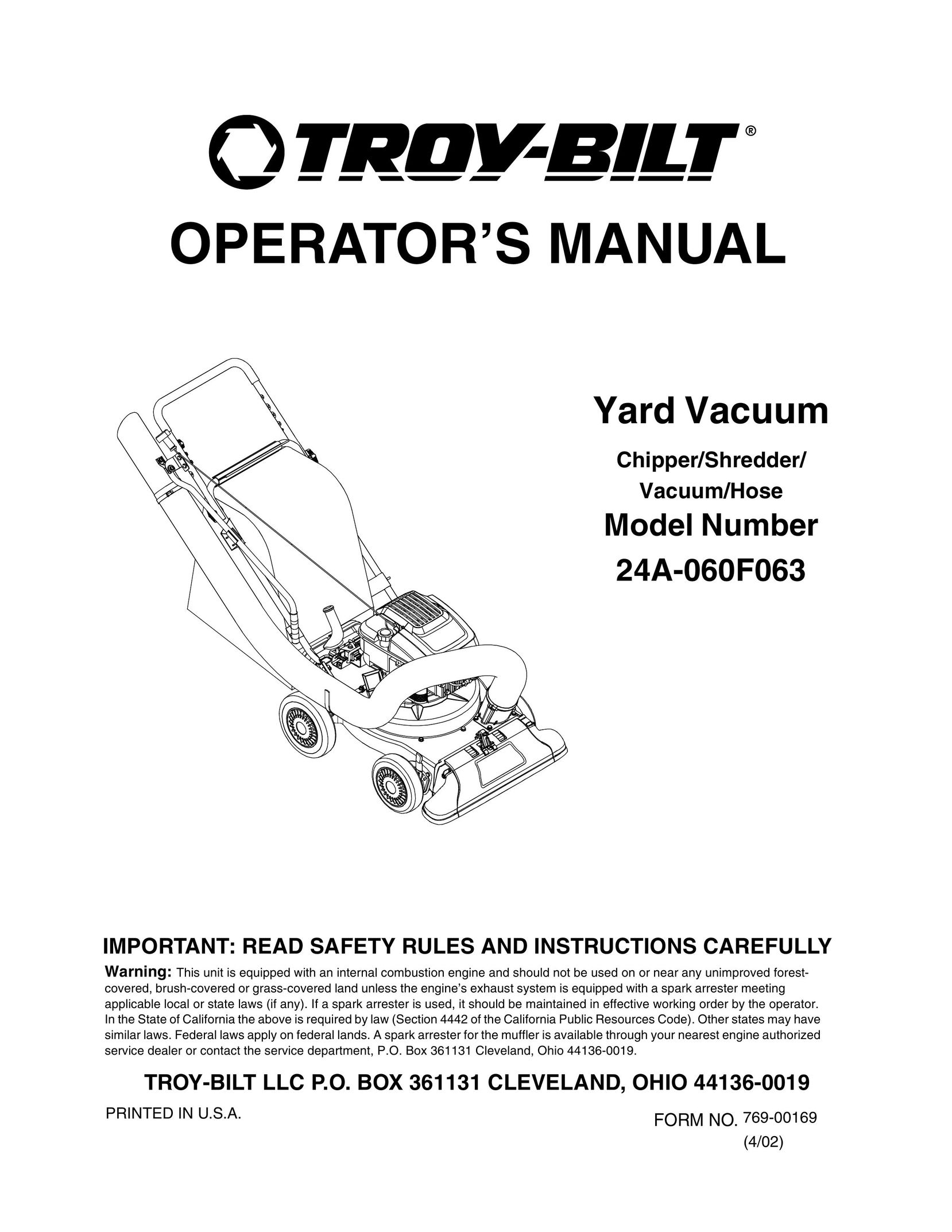 Bolens 24A-060F063 Vacuum Cleaner User Manual