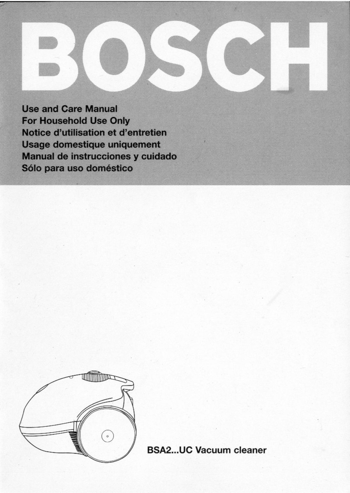 Bosch Appliances BSA2..UC Vacuum Cleaner User Manual