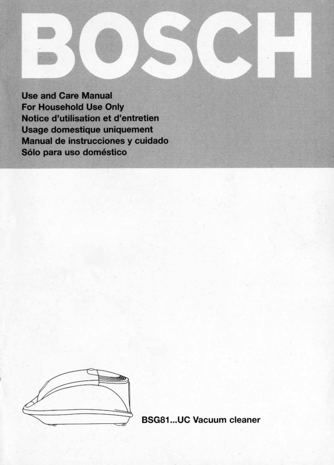 Bosch Power Tools BSG81 Vacuum Cleaner User Manual