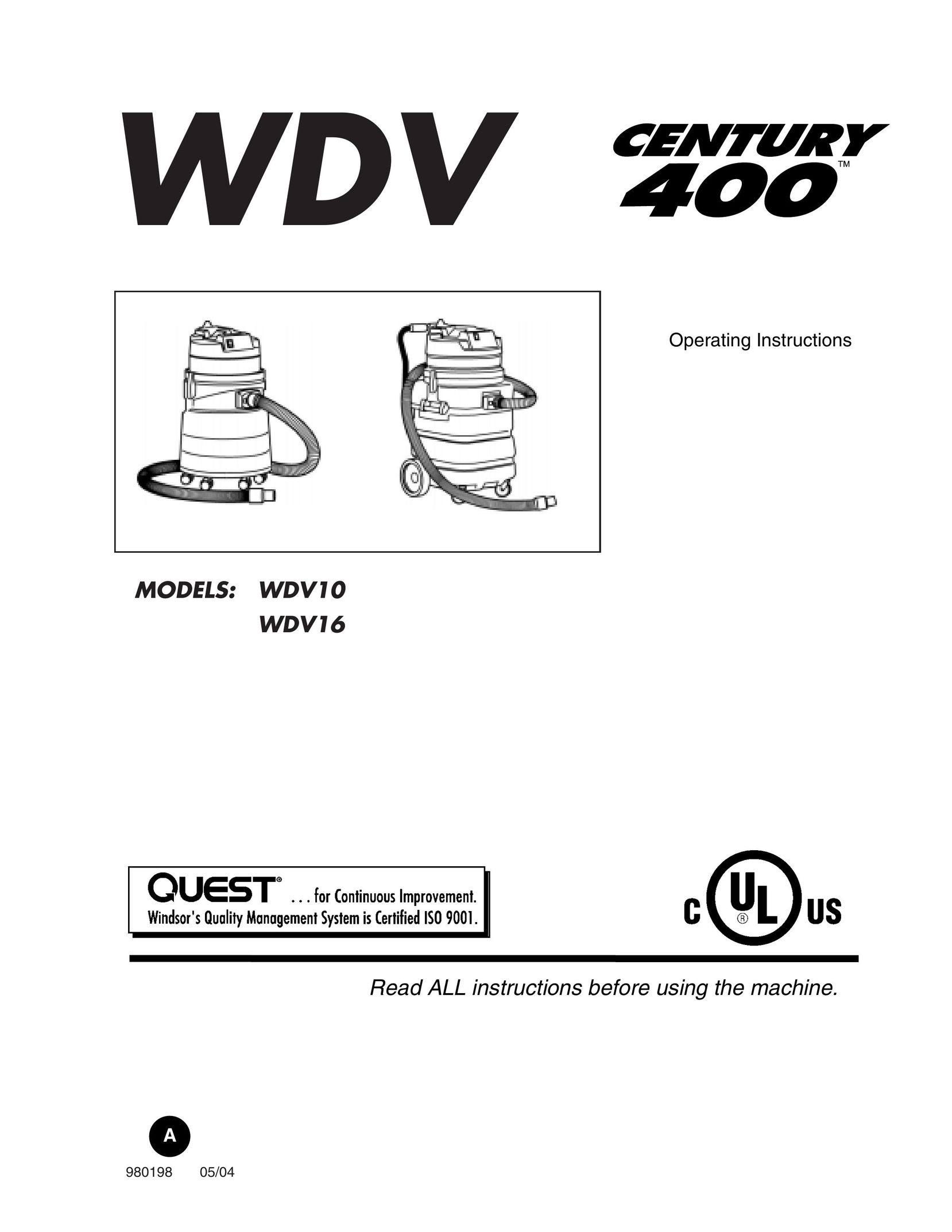 Century WDV10 Vacuum Cleaner User Manual