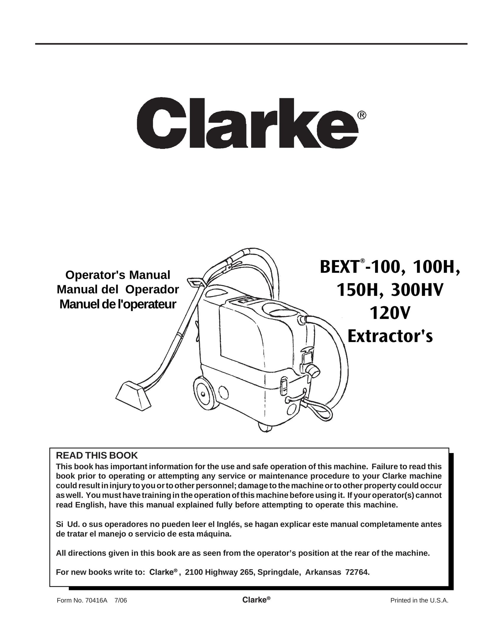 Clarke 300HV Vacuum Cleaner User Manual