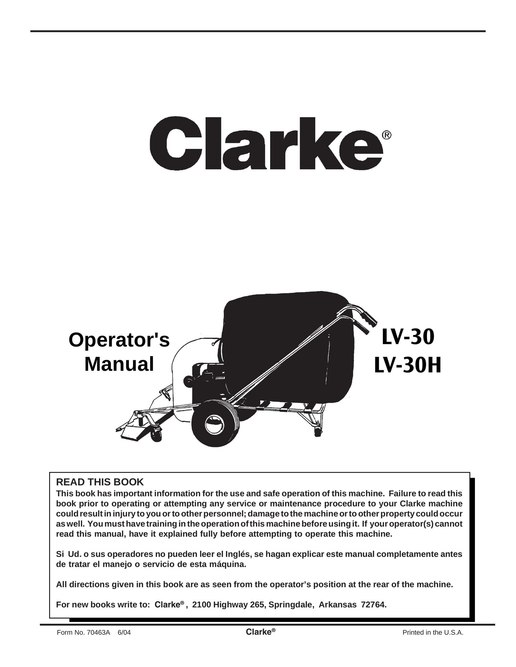 Clarke LV-30 Vacuum Cleaner User Manual